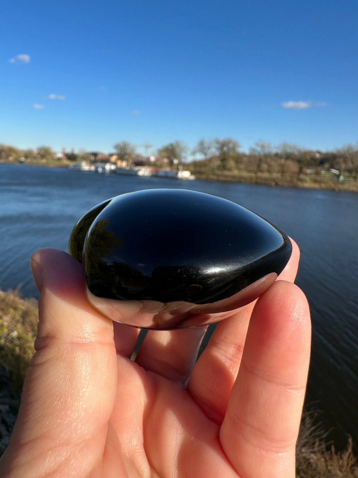 Rainbow Obsidian Heart | Large Carving | Obsidian Carving | Transformation | Altar | Meditation