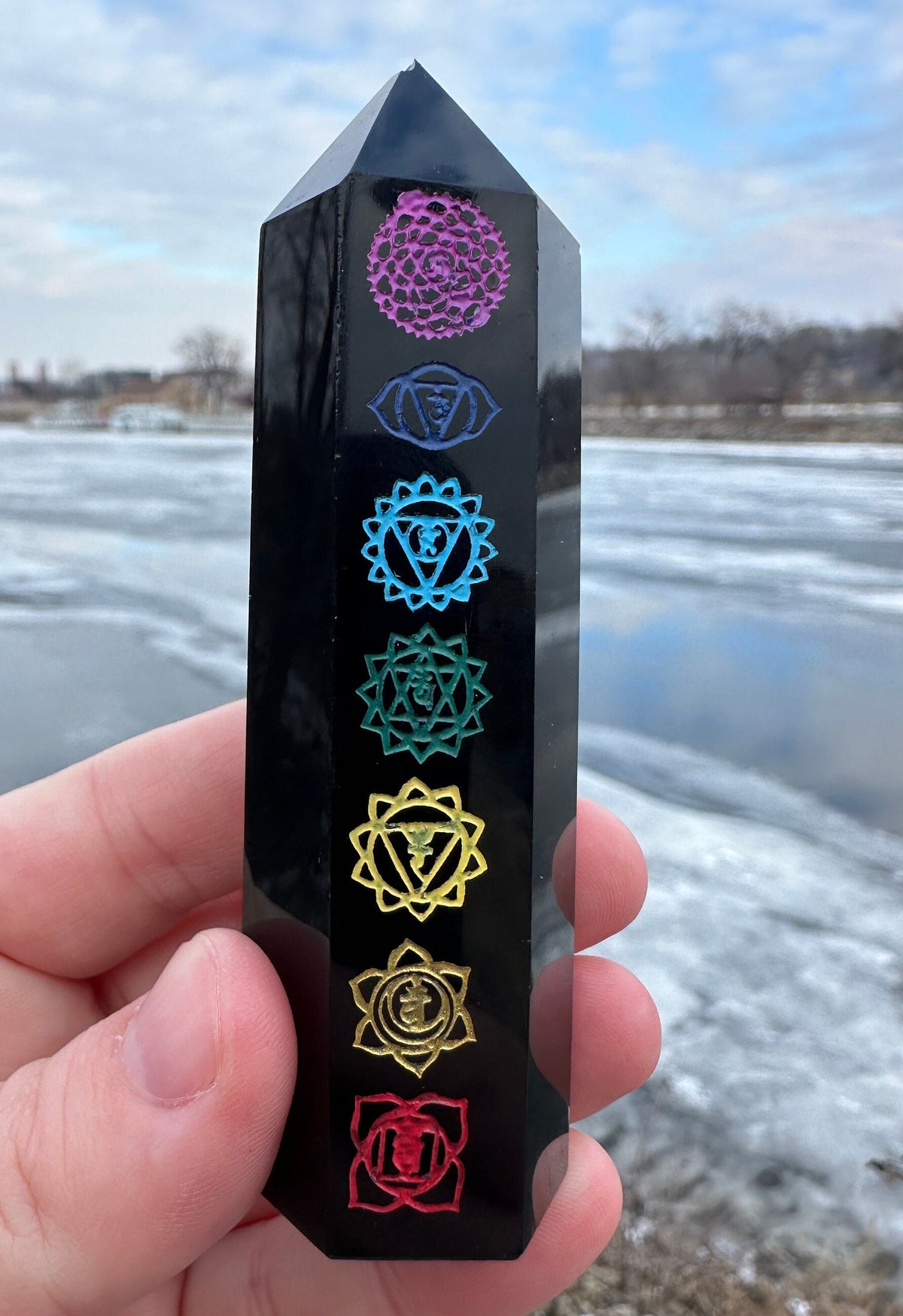 Black Obsidian Chakra Tower (Imperfection)