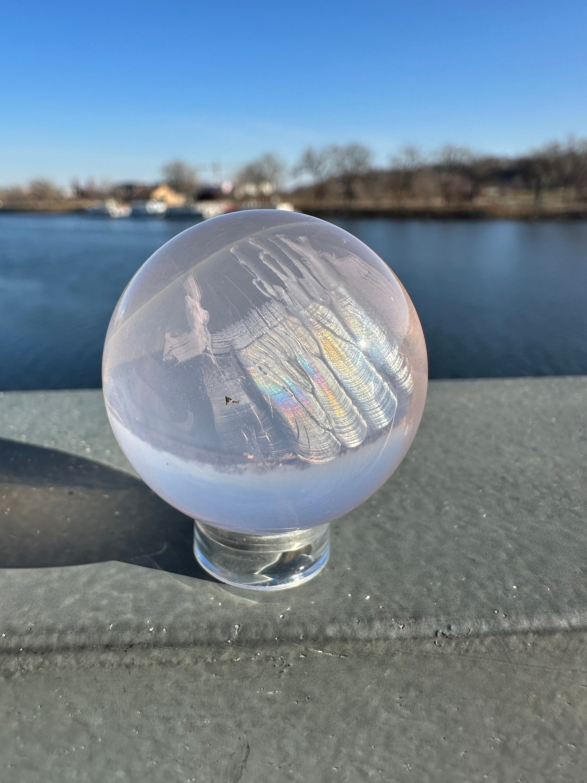 35mm High Quality Star Ice Rose Quartz Sphere | Star Asterism | Sphere Palm Stone Obelisk | Healing Crystal | Heart Chakra