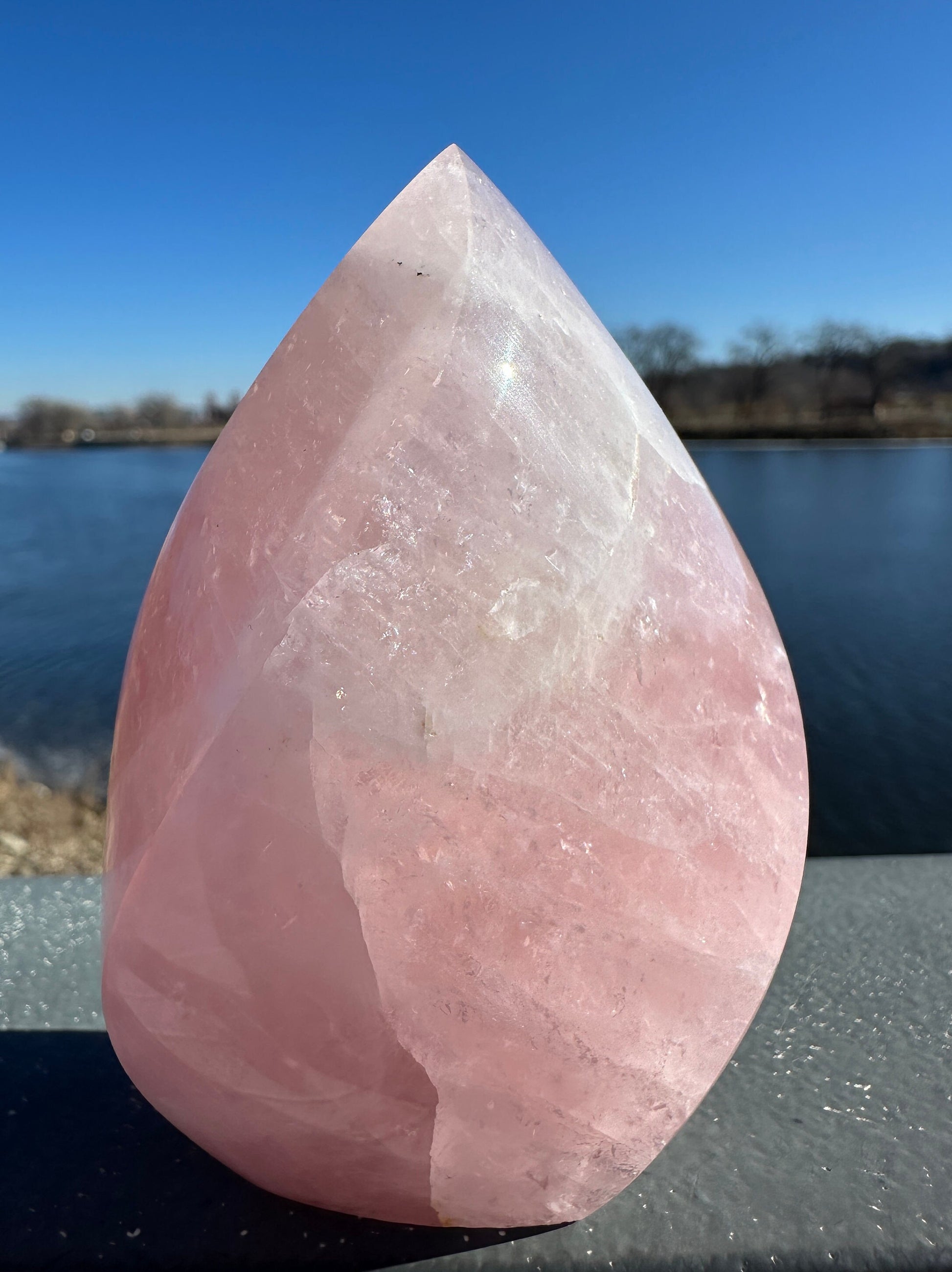 High Quality Rose Quartz Flame from Brazil | Sphere Palm Stone Obelisk Tower | Healing Crystal | Heart Chakra