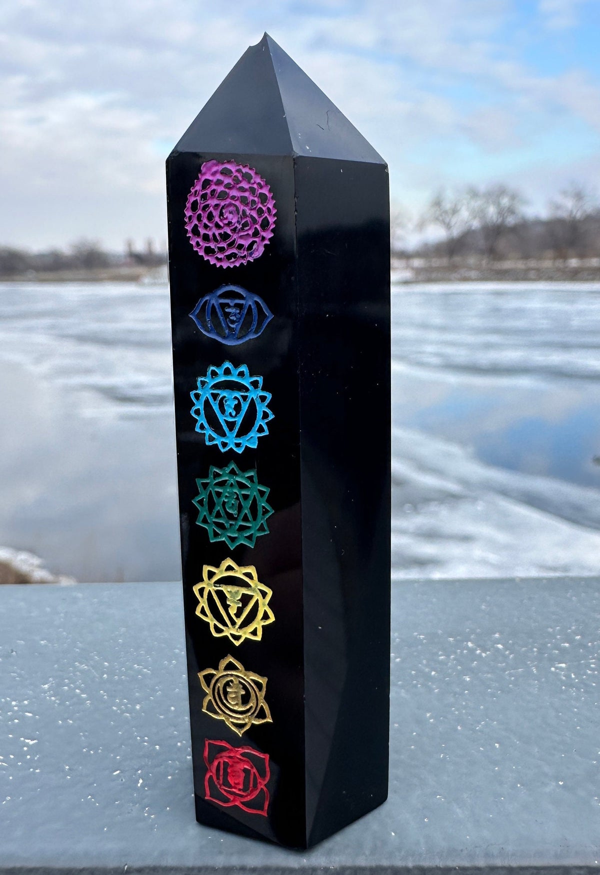 Black Obsidian Chakra Tower (Imperfection)