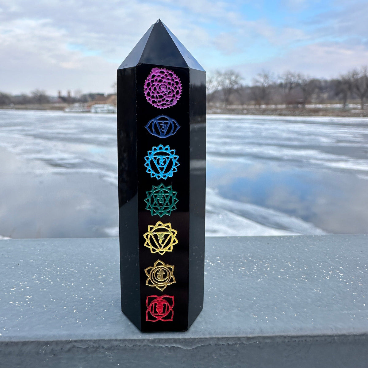 Black Obsidian Chakra Tower (Imperfection)