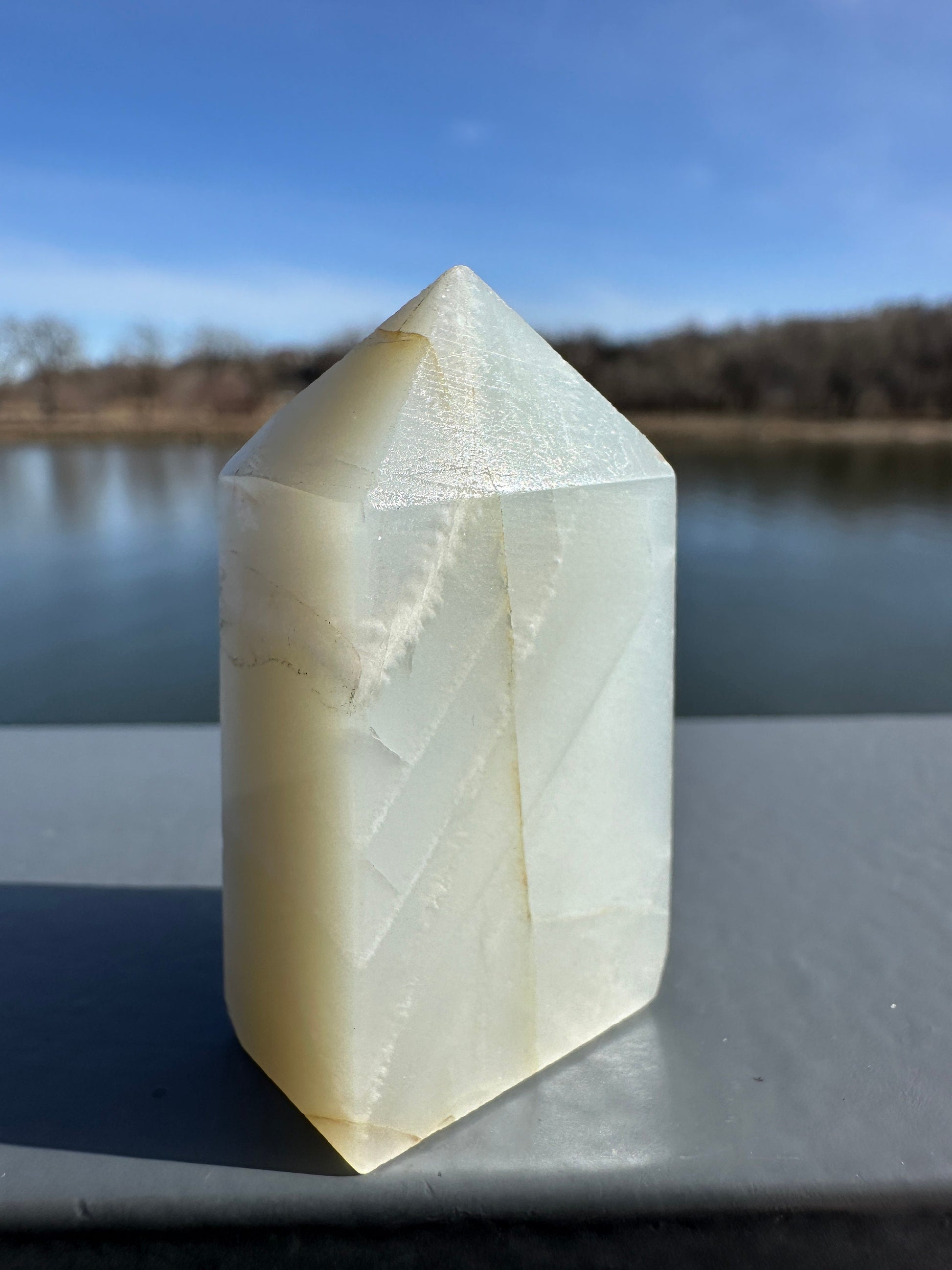 Rare Flashy Sage Green Moonstone Tower from Tanzania