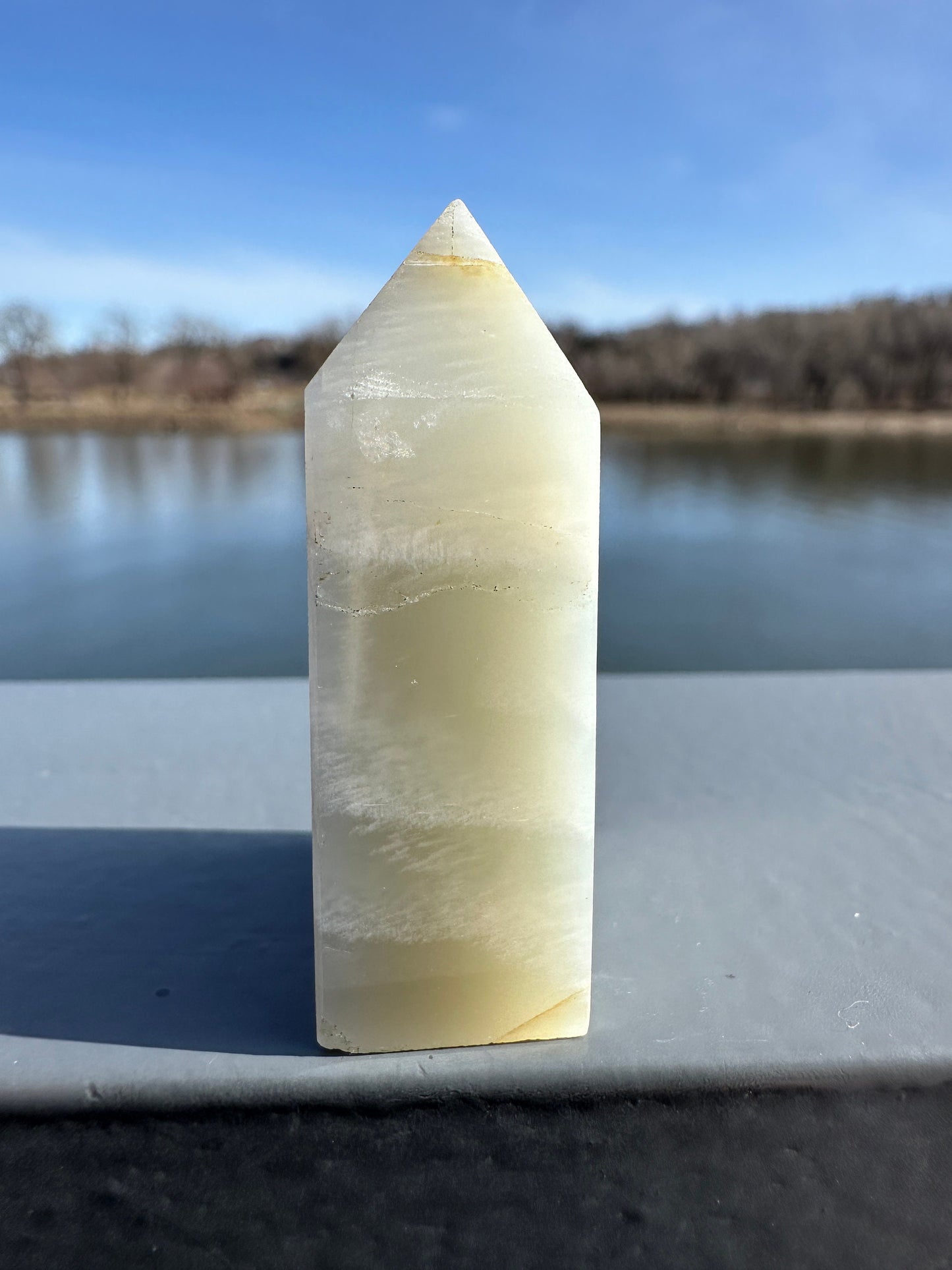 Rare Flashy Sage Green Moonstone Tower from Tanzania