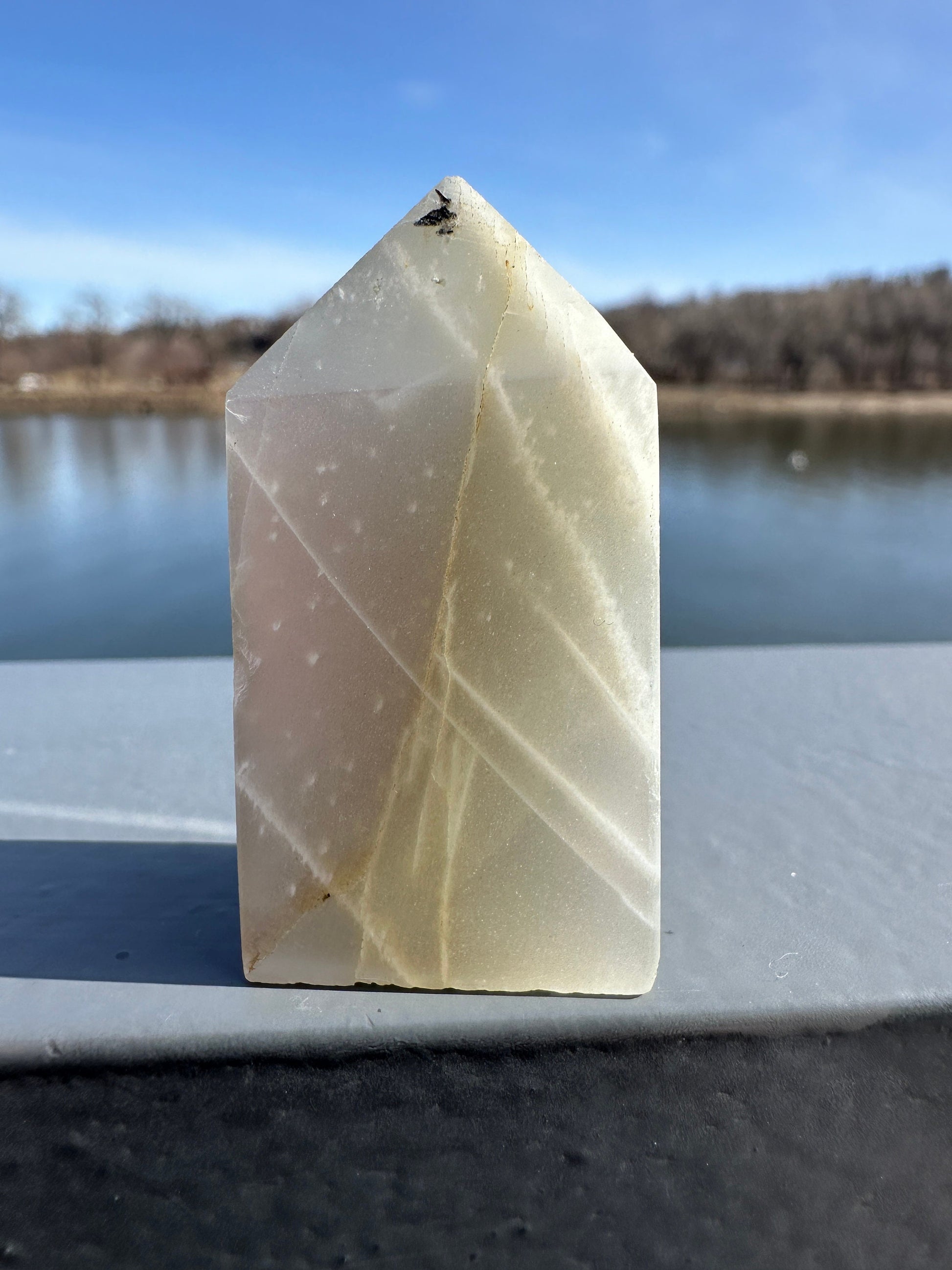 Rare Flashy Sage Green Moonstone Tower from Tanzania