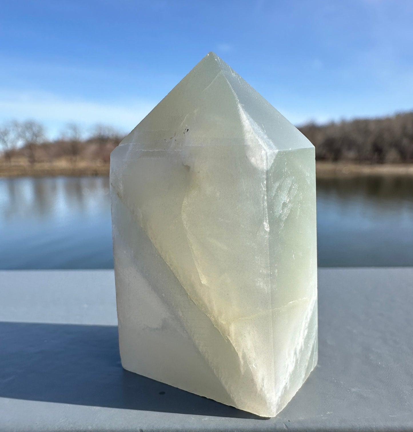 Rare Flashy Sage Green Moonstone Tower from Tanzania