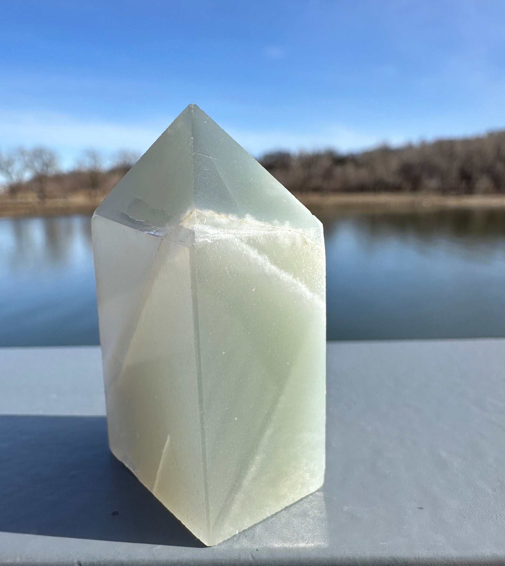 Rare Flashy Sage Green Moonstone Tower from Tanzania