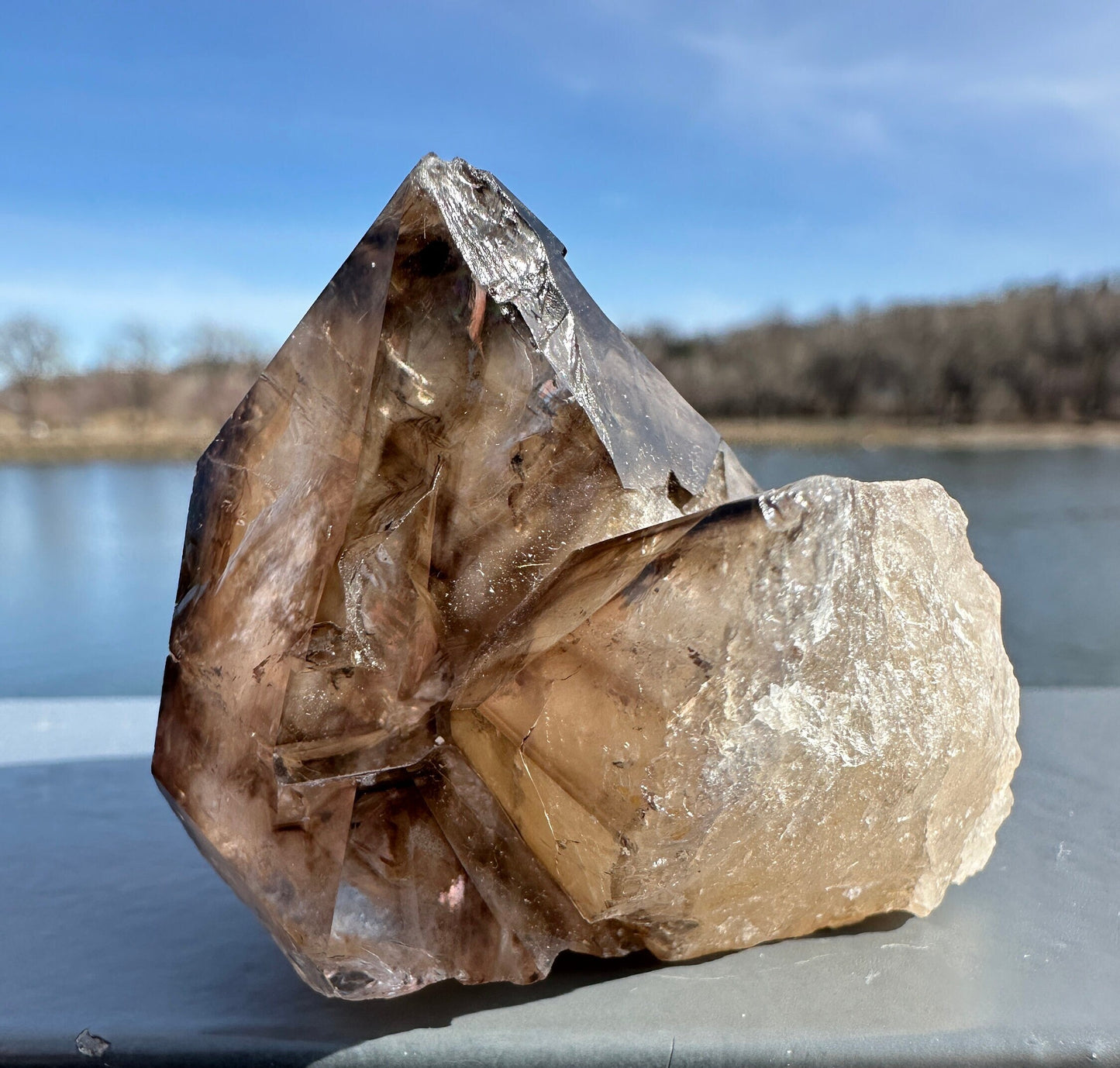 Stunning Elestial Smoky Quartz Point from Brazil