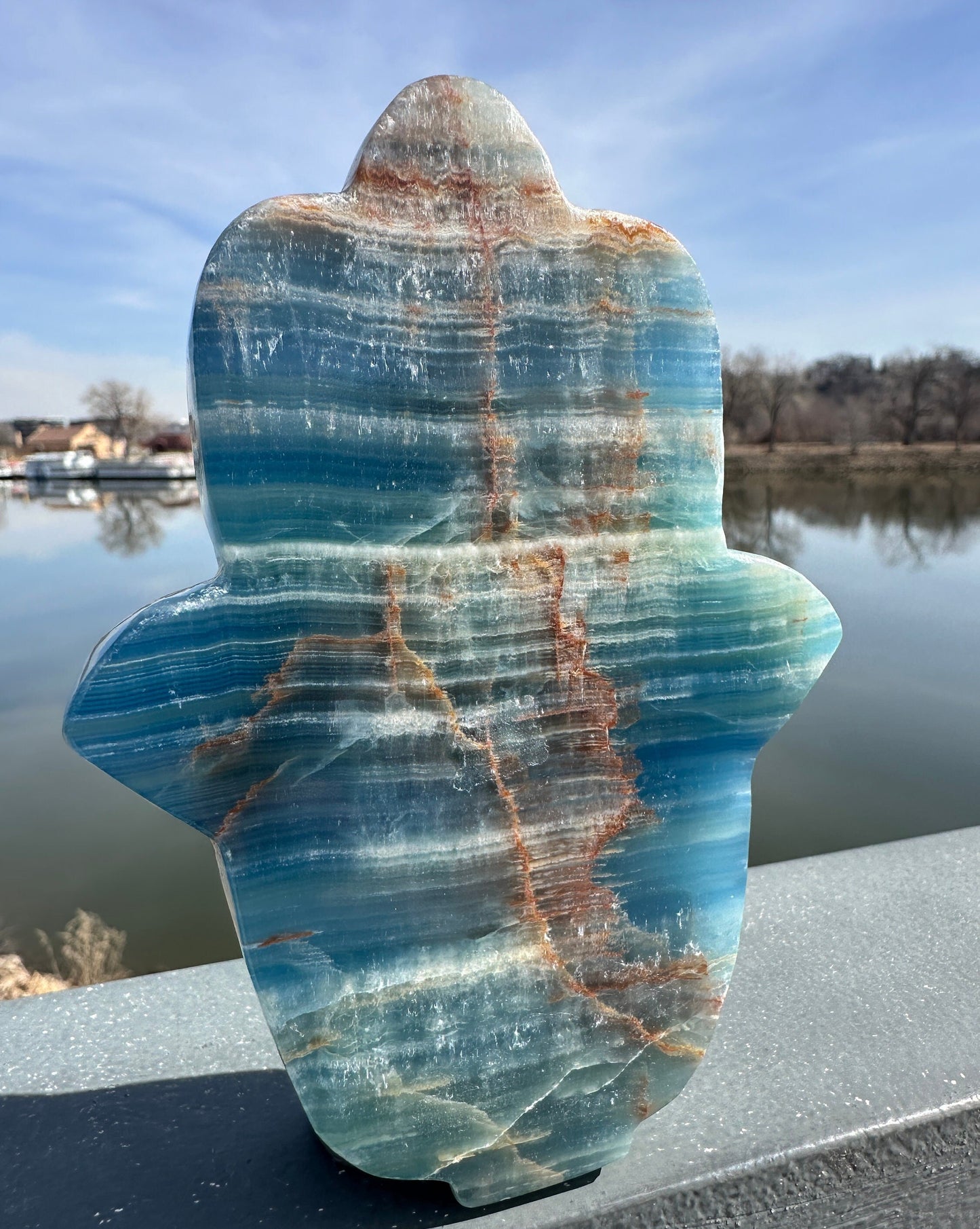 Beautiful Soothing Blue Onyx Hamsa