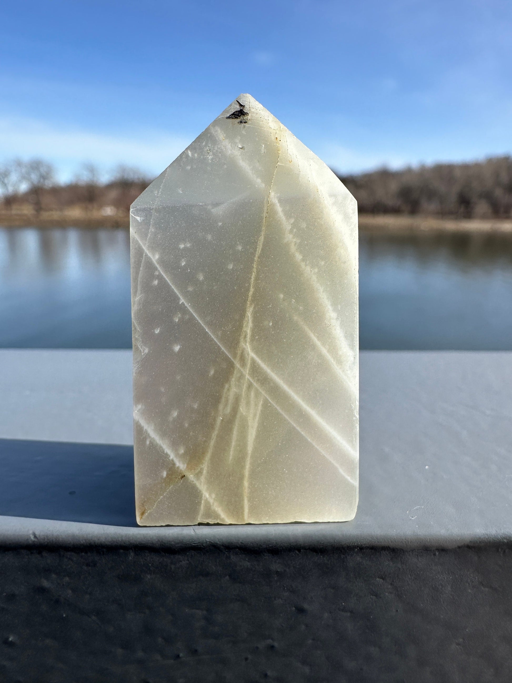 Rare Flashy Sage Green Moonstone Tower from Tanzania