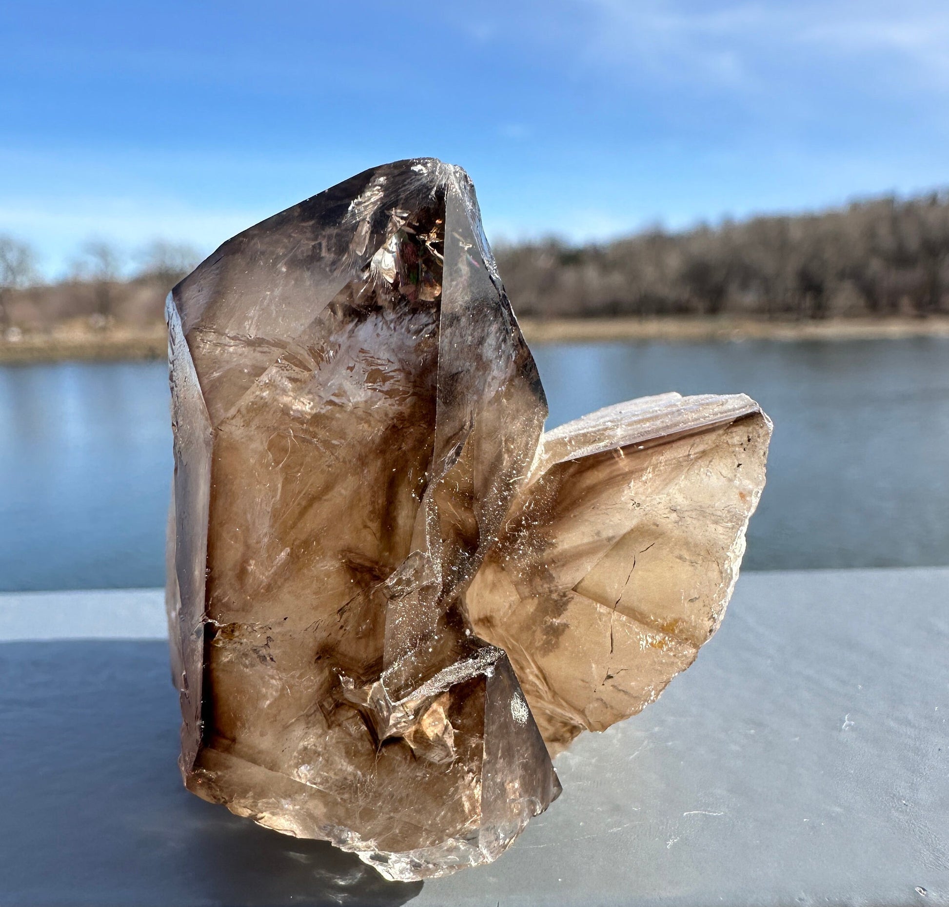 Stunning Elestial Smoky Quartz Point from Brazil