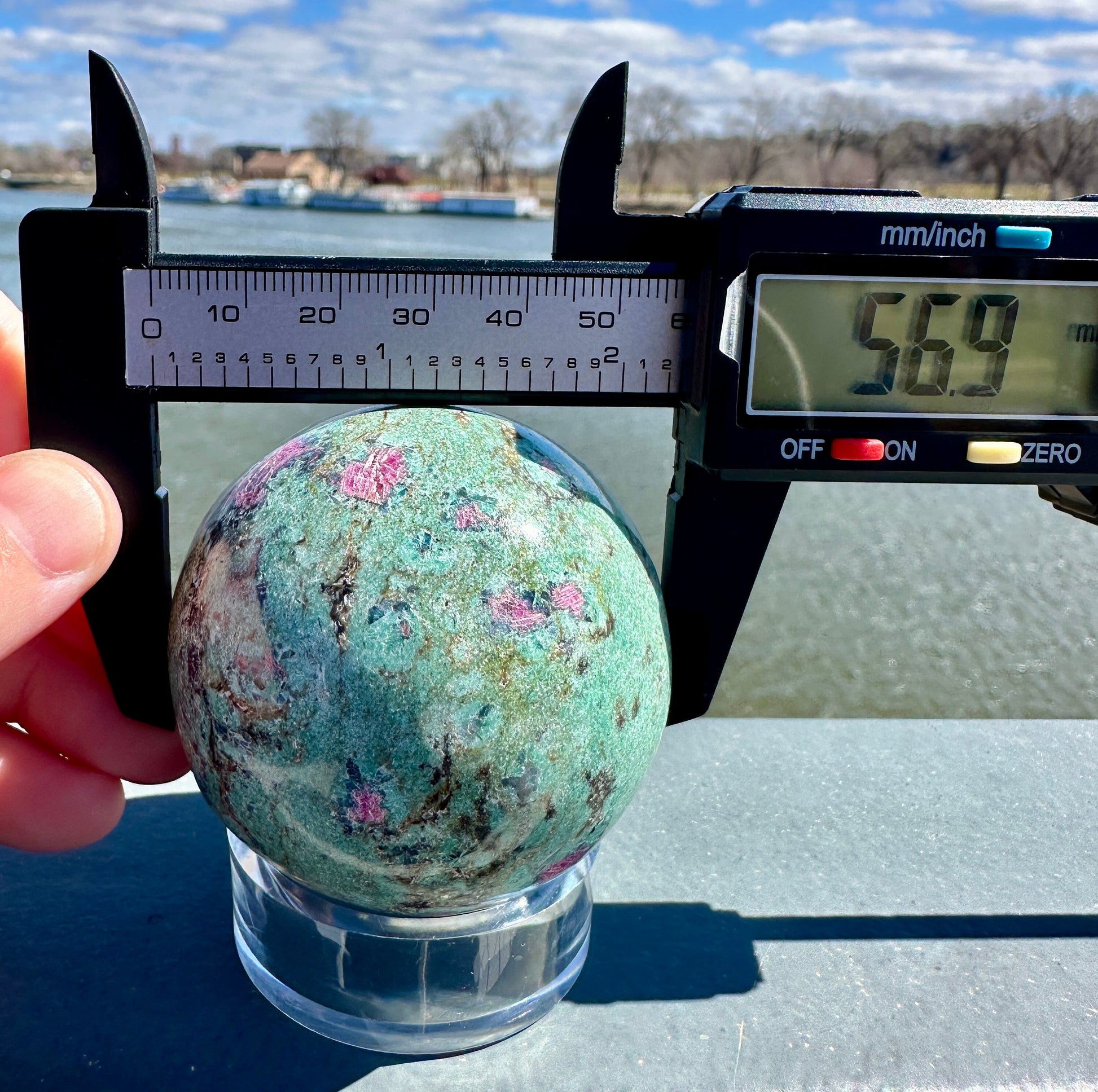 57mm Gorgeous Ruby Fuchsite Crystal Sphere from India