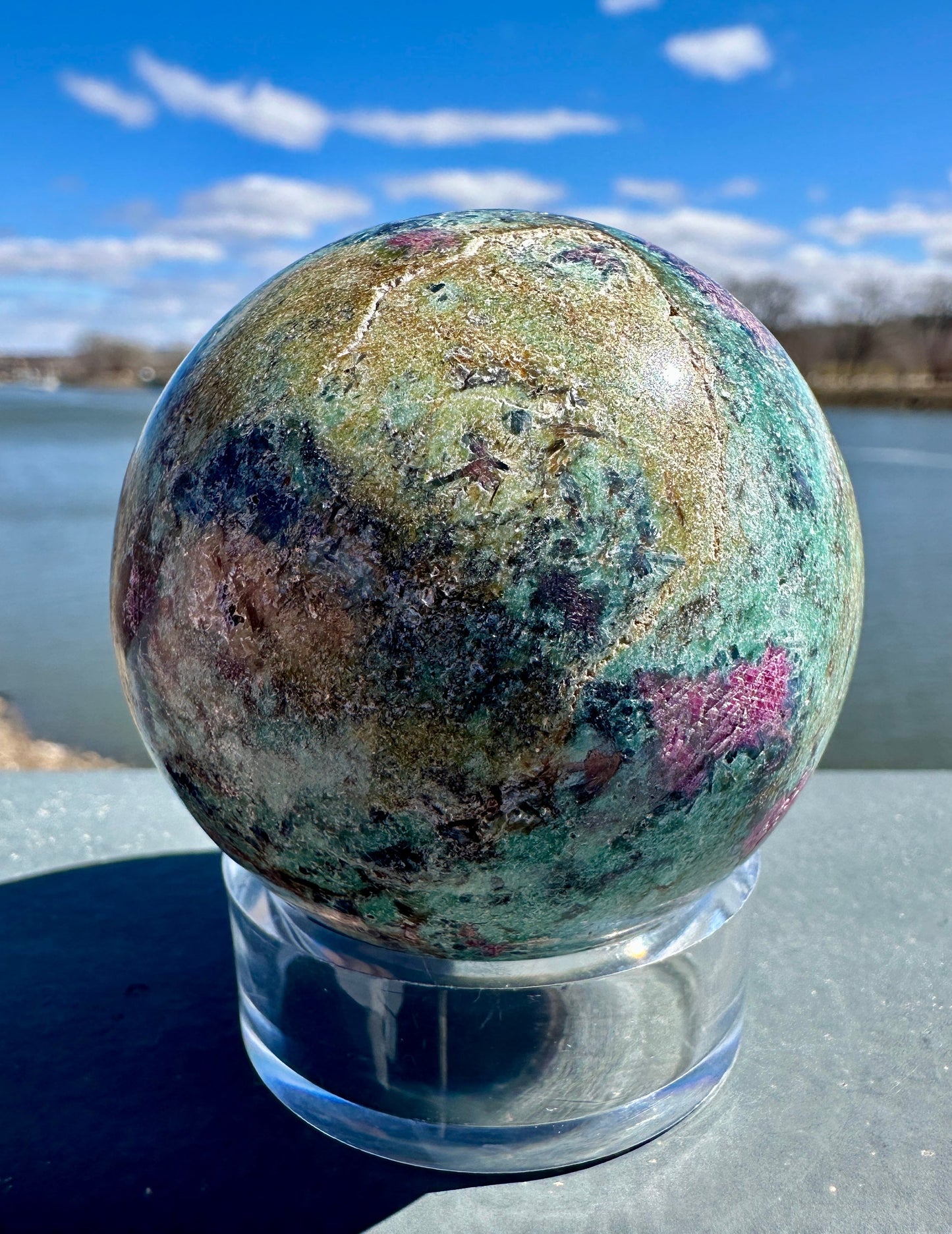 57mm Gorgeous Ruby Fuchsite Crystal Sphere from India