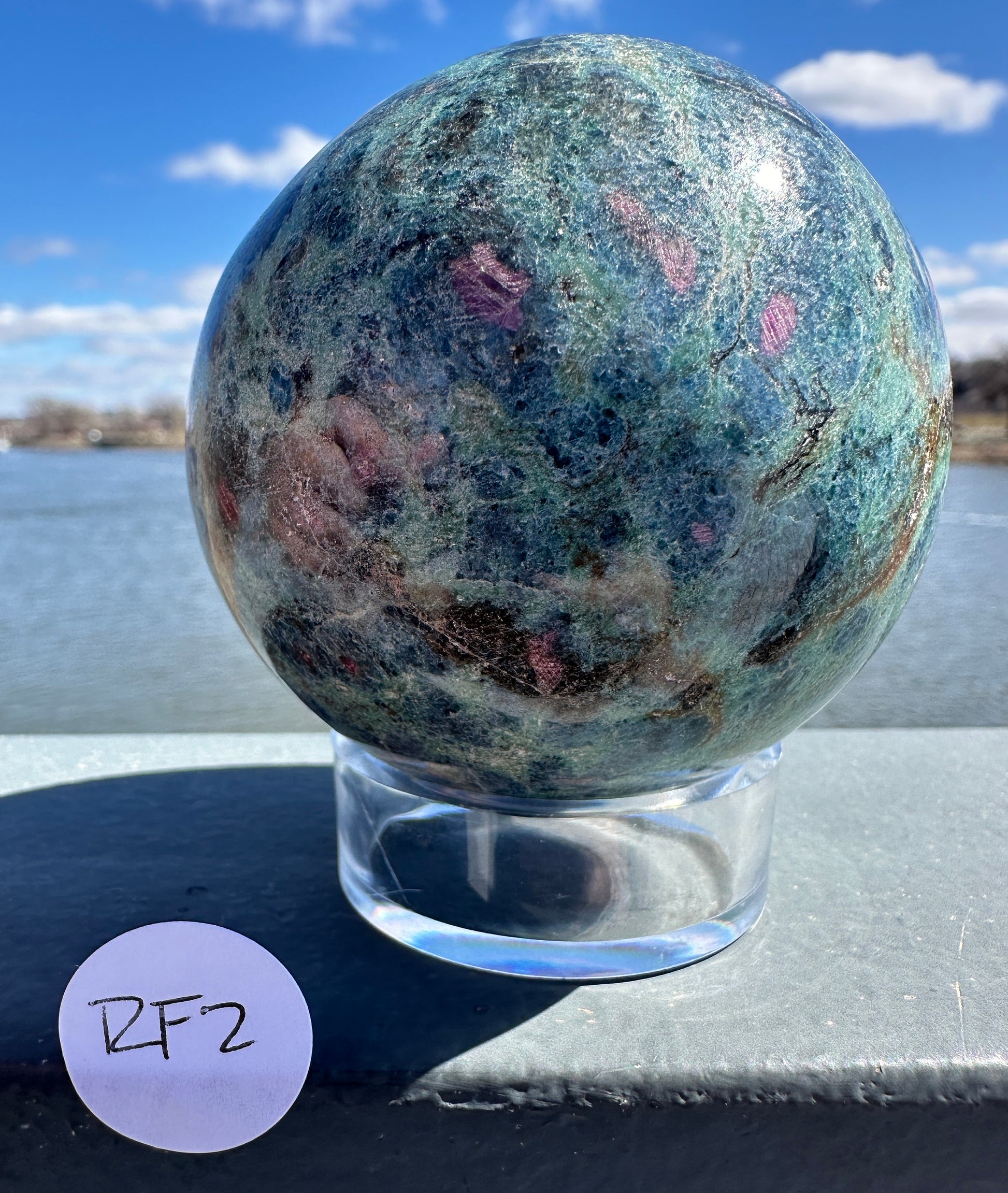 68mm Gorgeous Ruby Fuchsite Crystal Sphere from India