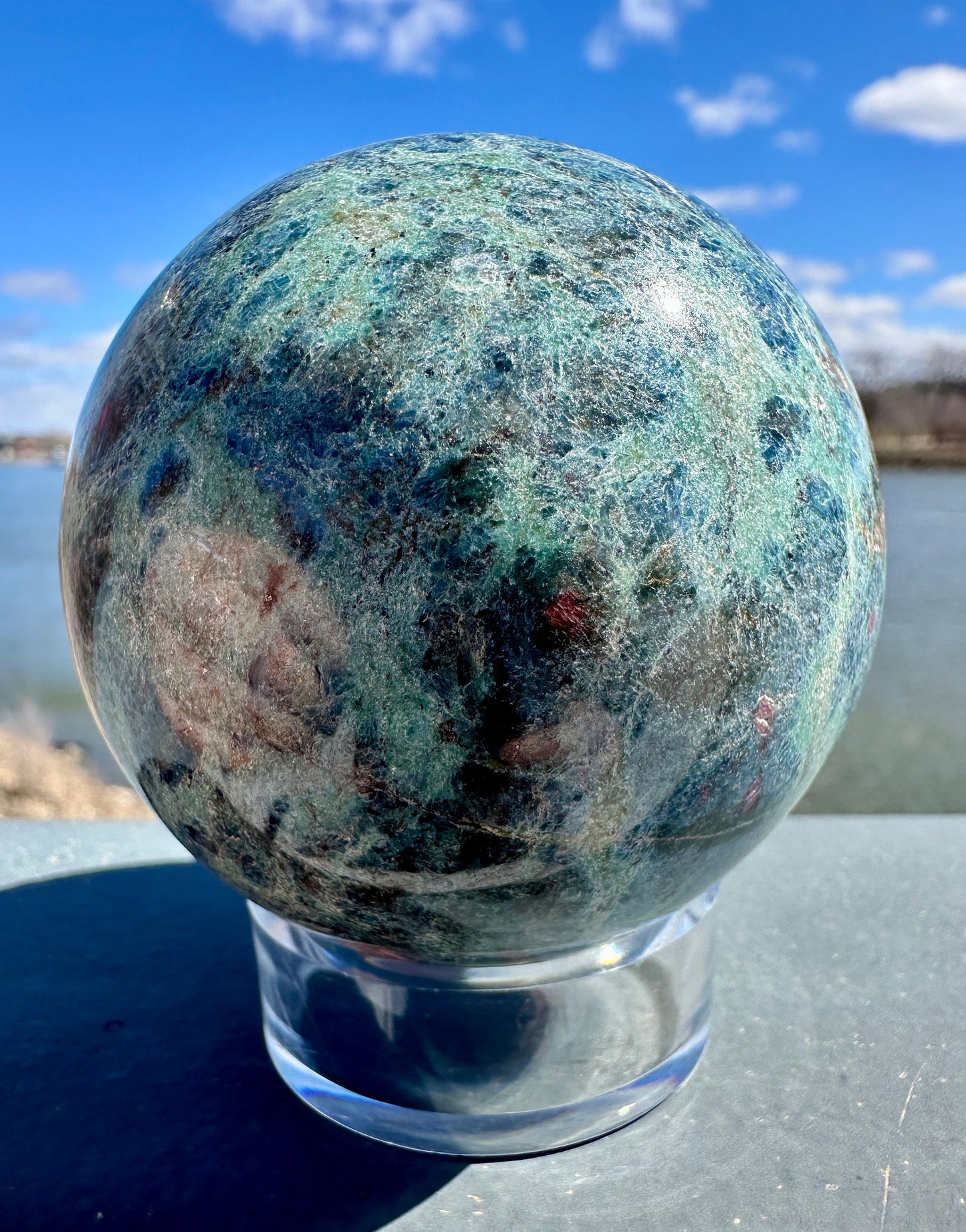 68mm Gorgeous Ruby Fuchsite Crystal Sphere from India