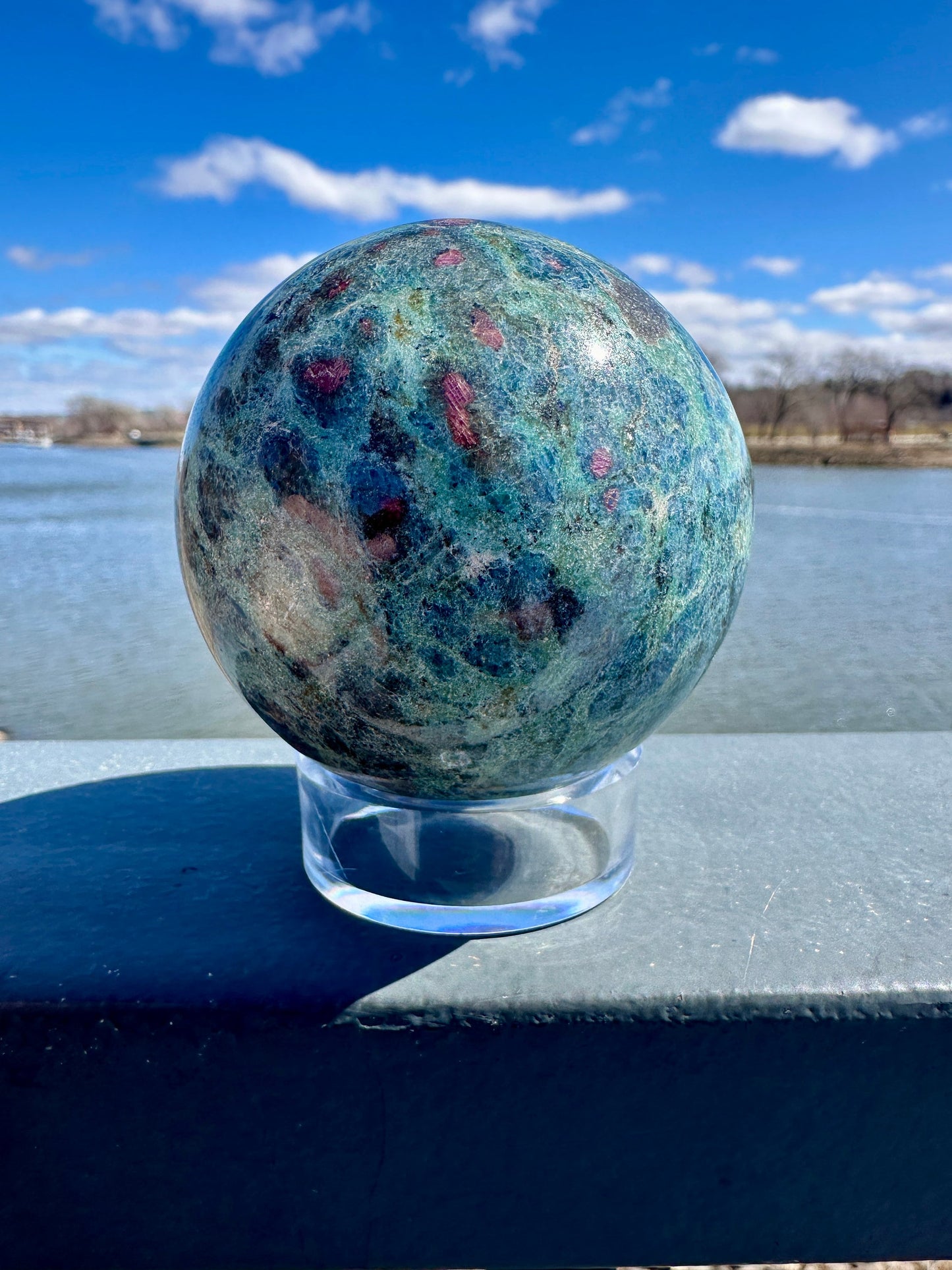 68mm Gorgeous Ruby Fuchsite Crystal Sphere from India