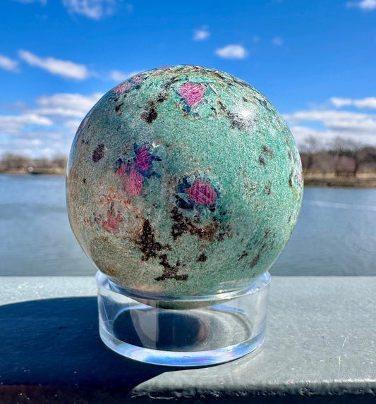 57mm Gorgeous Ruby Fuchsite Crystal Sphere from India