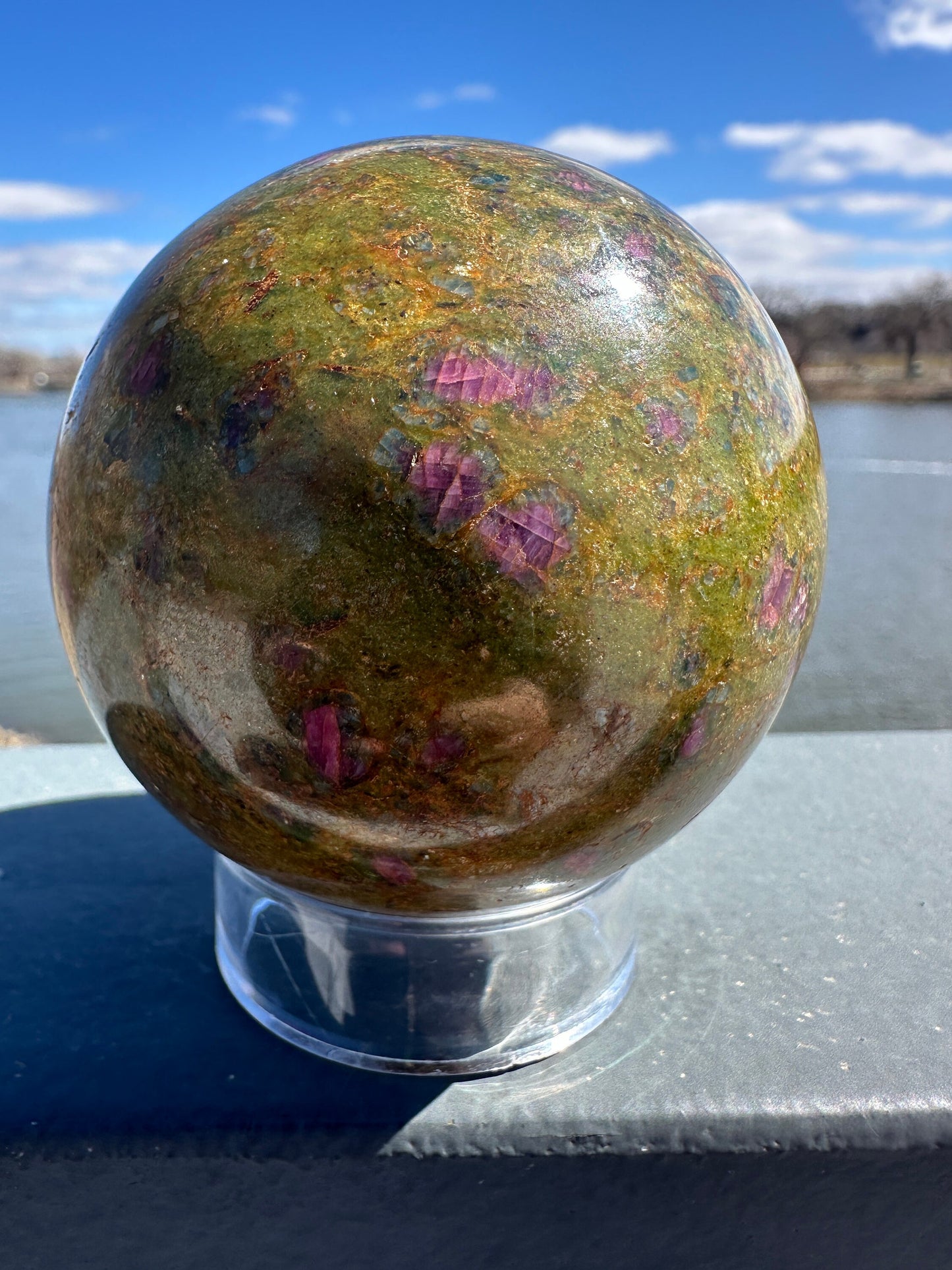 57mm Gorgeous Ruby Fuchsite Crystal Sphere from India