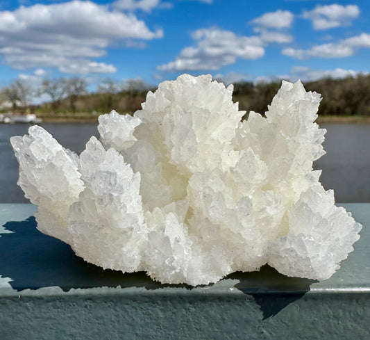 Beautiful White Raw Aragonite Cluster Natural Crystal from Mexico