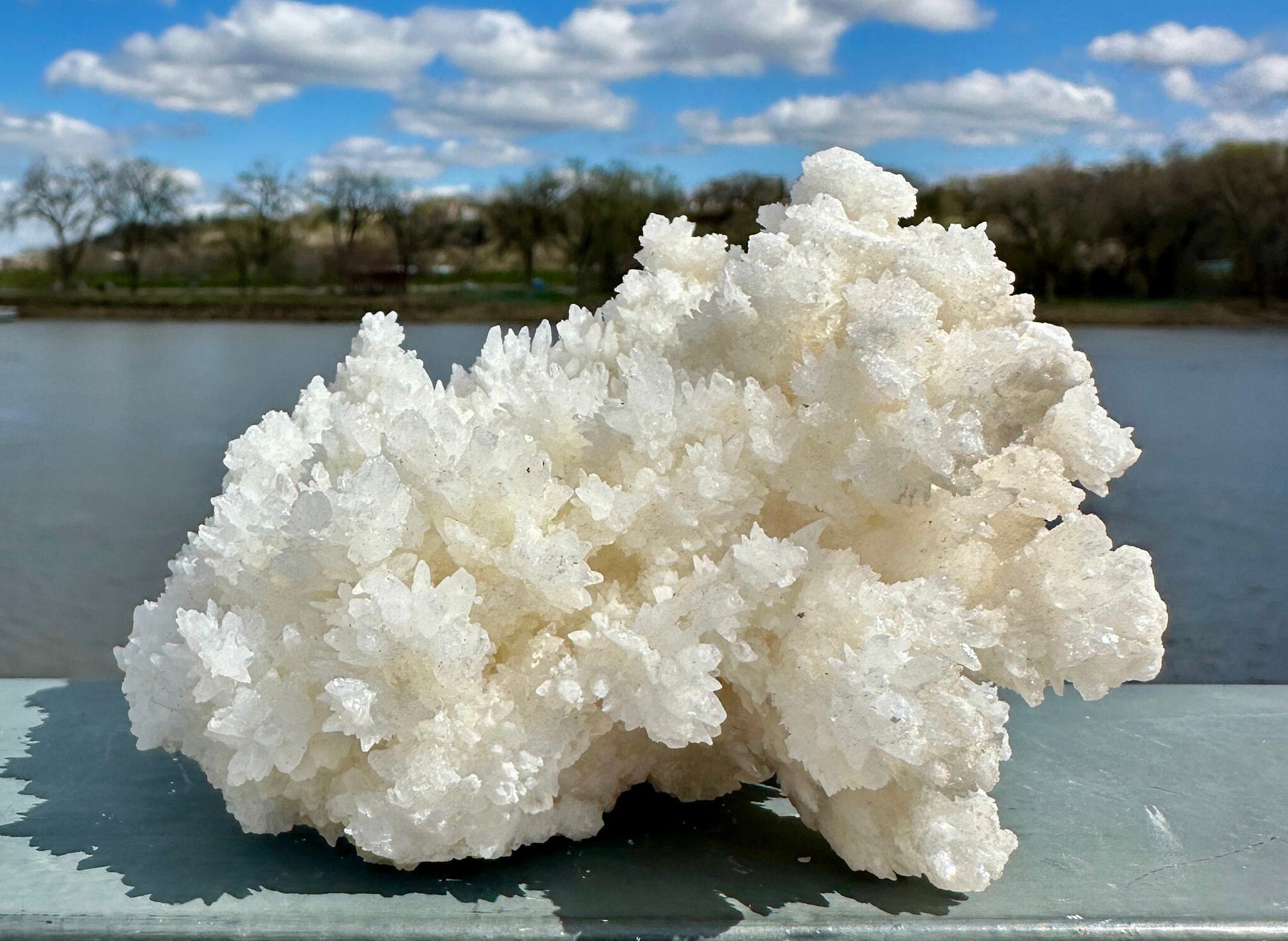 Beautiful White Raw Aragonite Cluster Natural Crystal from Mexico