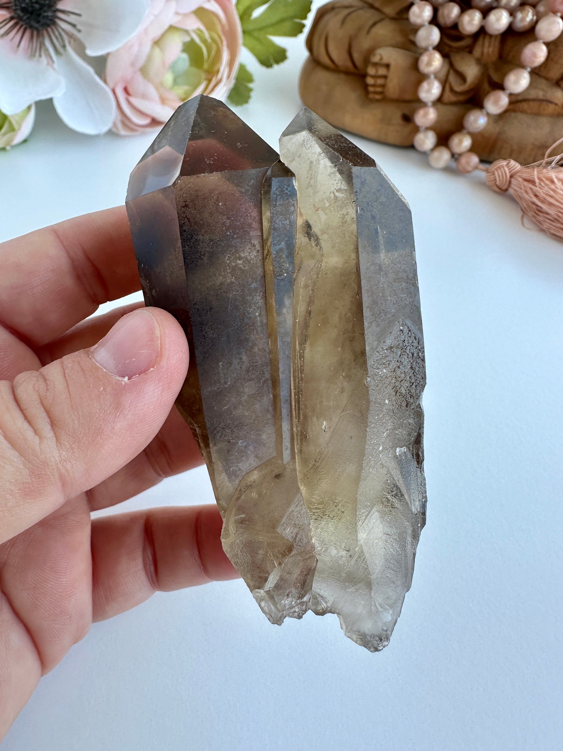 Special Raw Twin Smoky Lemurian Points | Rare Lemurian | Lemurian Point | Authentic Lemurian