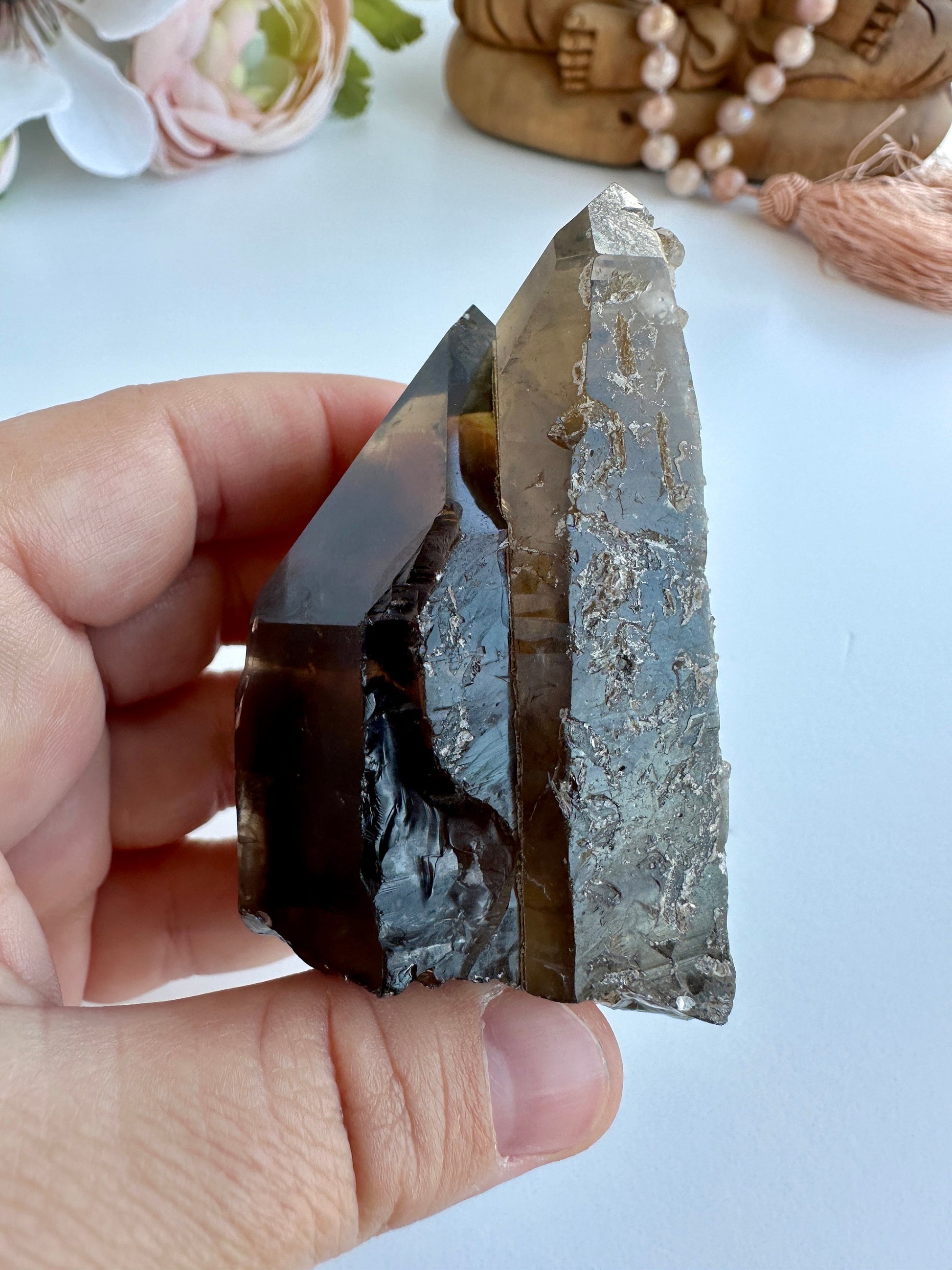 Special Raw Twin Smoky Lemurian Points | Rare Lemurian | Lemurian Point | Authentic Lemurian