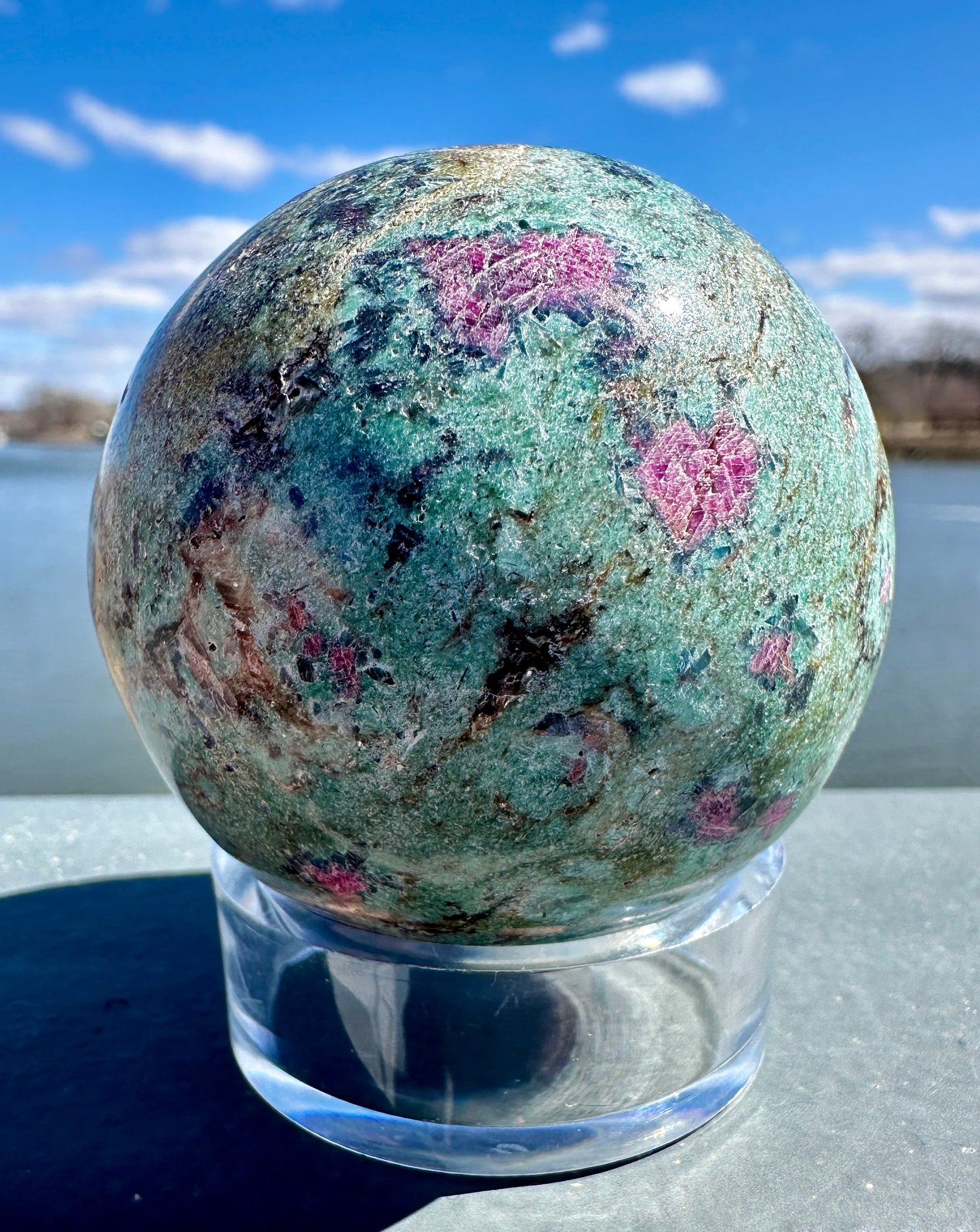 57mm Gorgeous Ruby Fuchsite Crystal Sphere from India