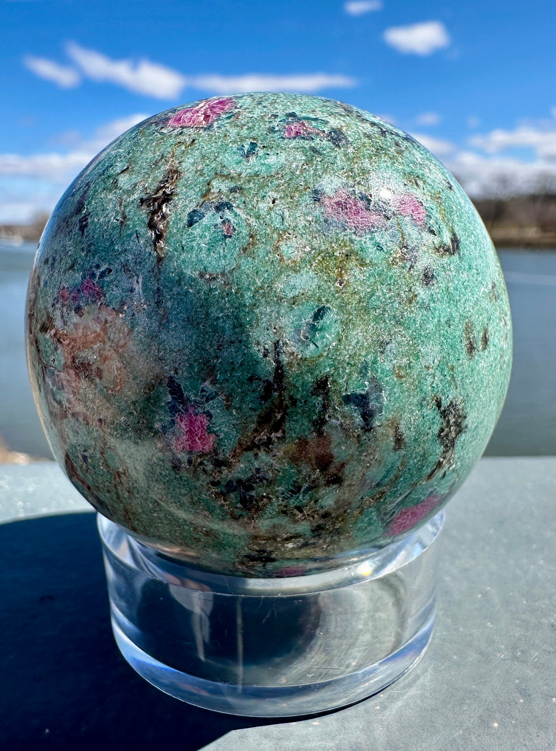 57mm Gorgeous Ruby Fuchsite Crystal Sphere from India