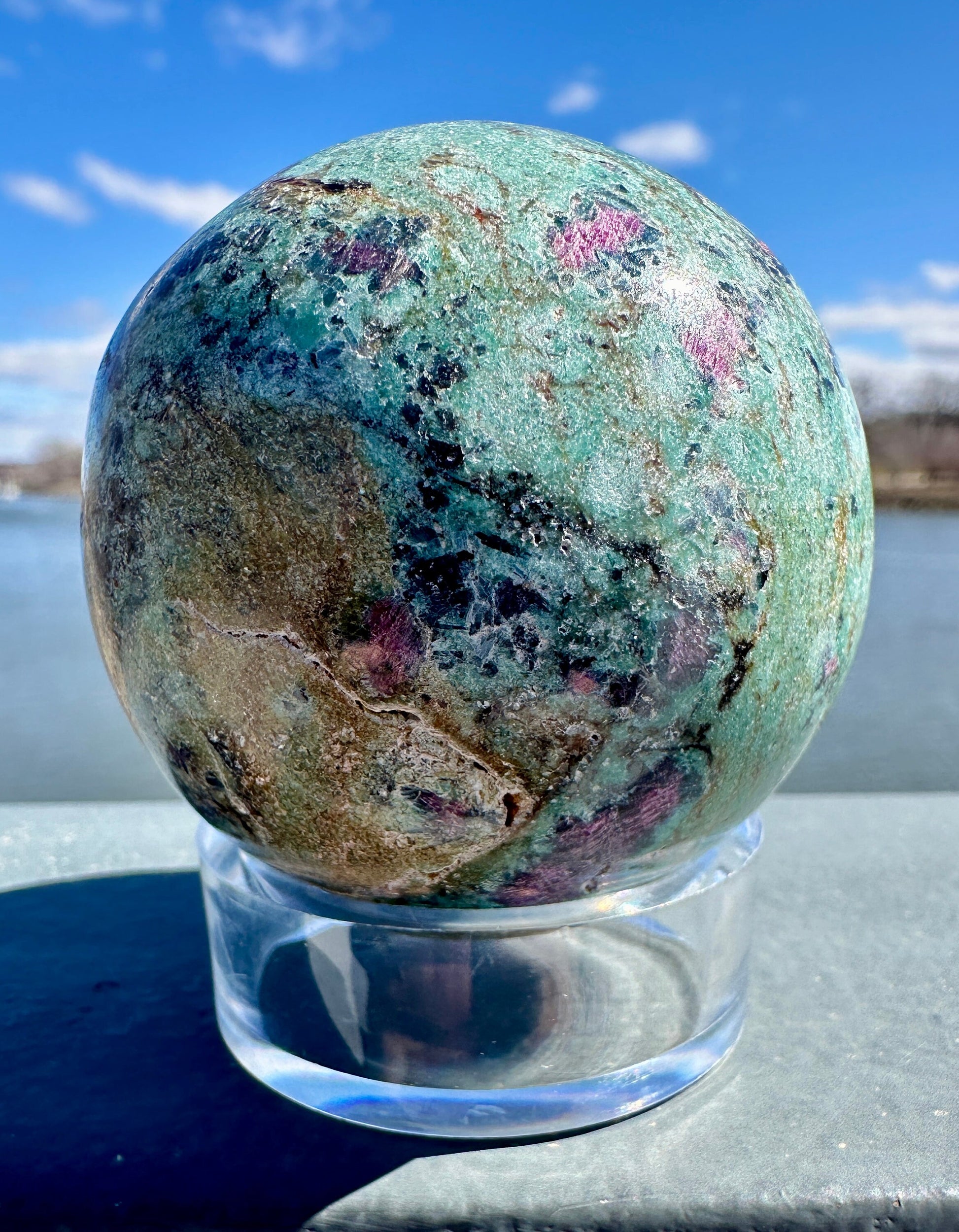 57mm Gorgeous Ruby Fuchsite Crystal Sphere from India