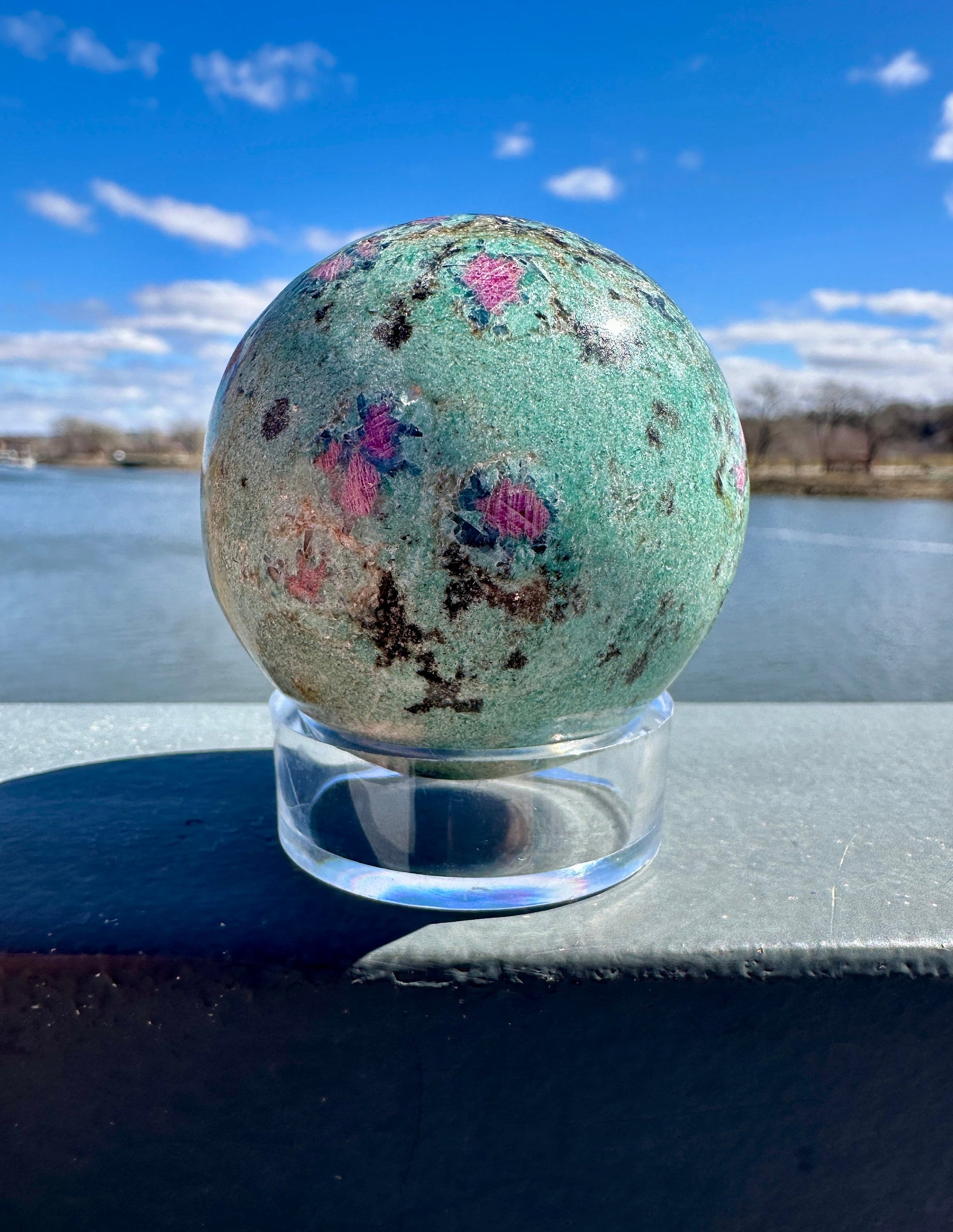 57mm Gorgeous Ruby Fuchsite Crystal Sphere from India