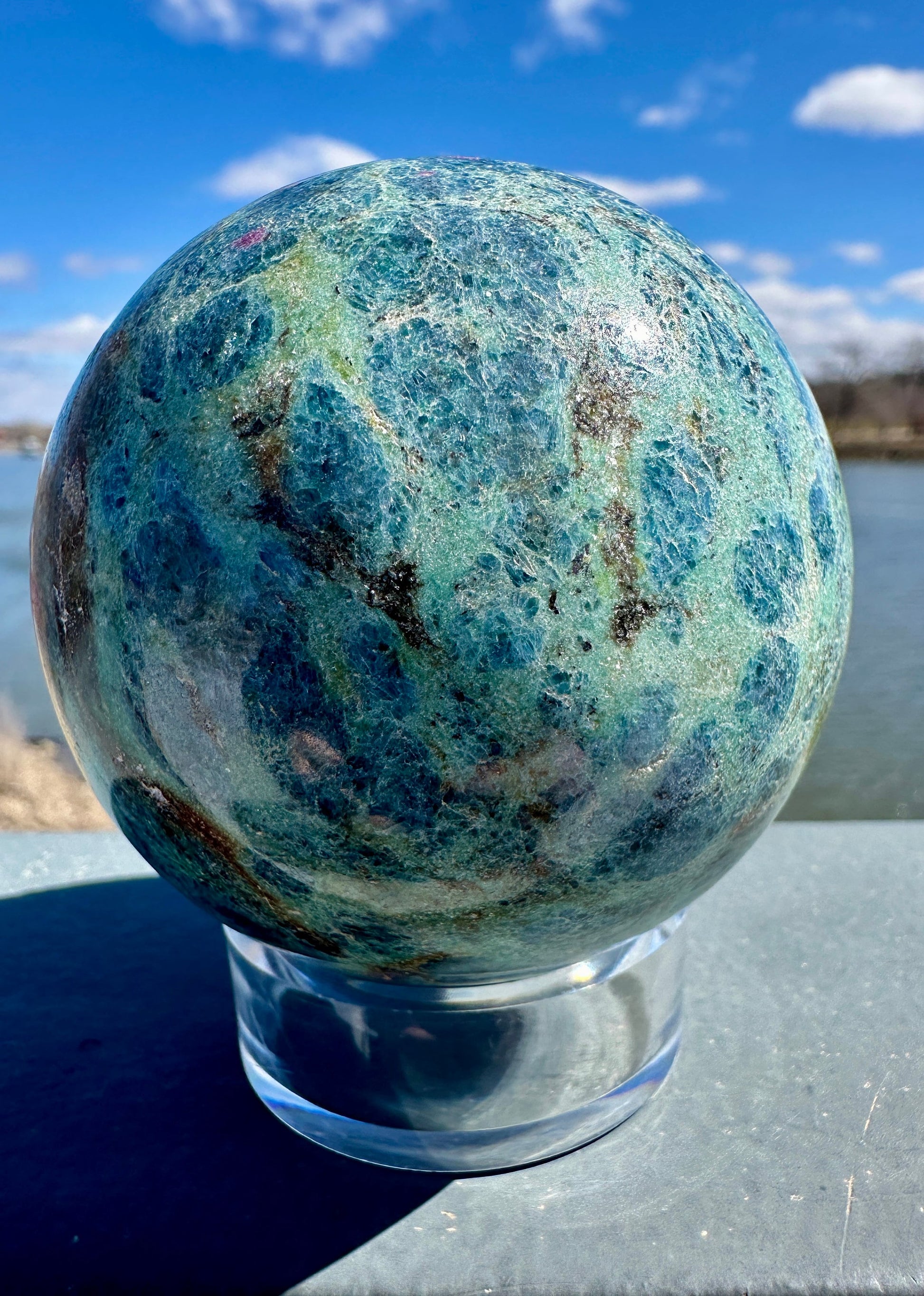 68mm Gorgeous Ruby Fuchsite Crystal Sphere from India