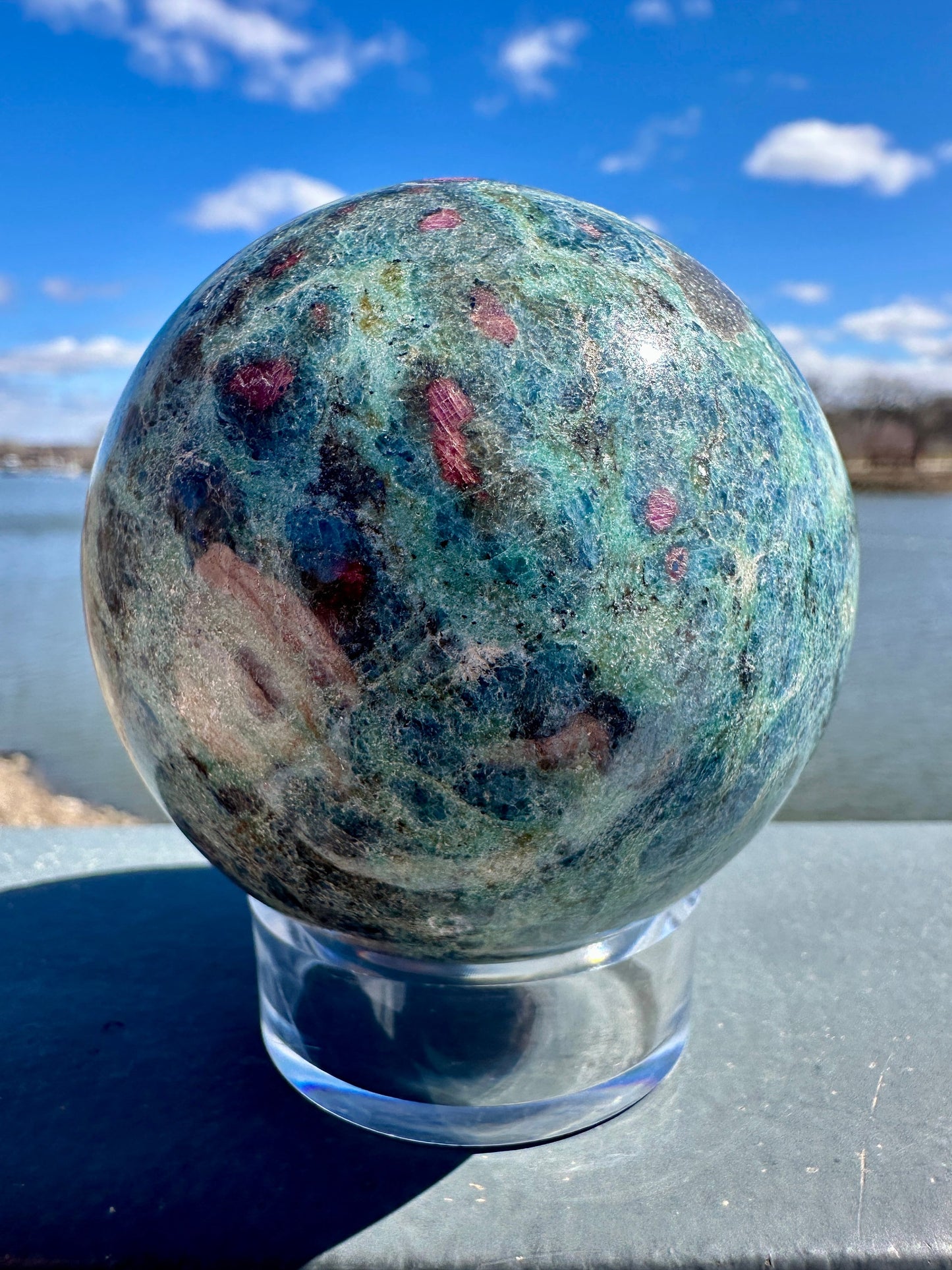 68mm Gorgeous Ruby Fuchsite Crystal Sphere from India