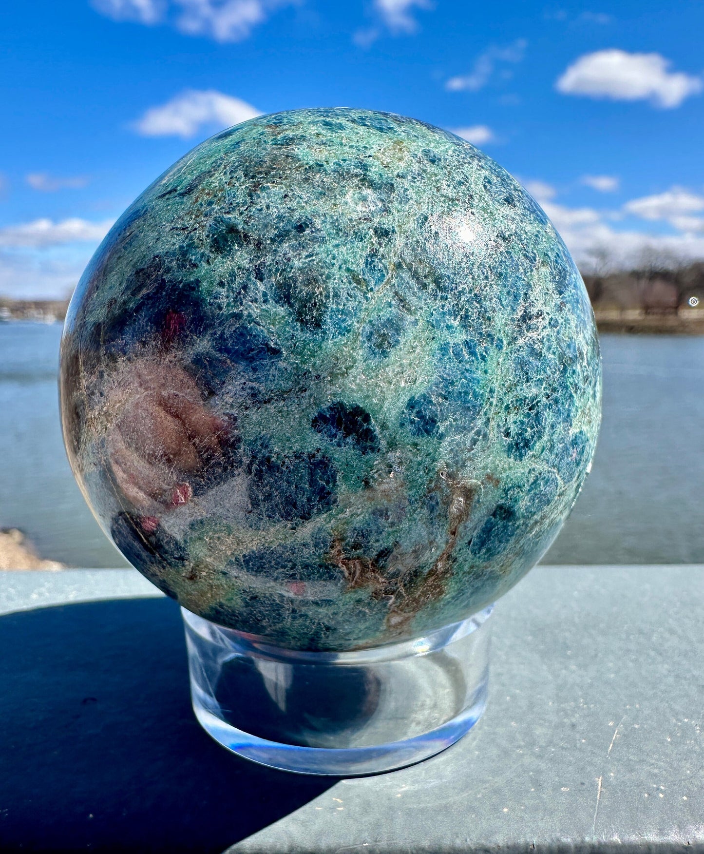 68mm Gorgeous Ruby Fuchsite Crystal Sphere from India