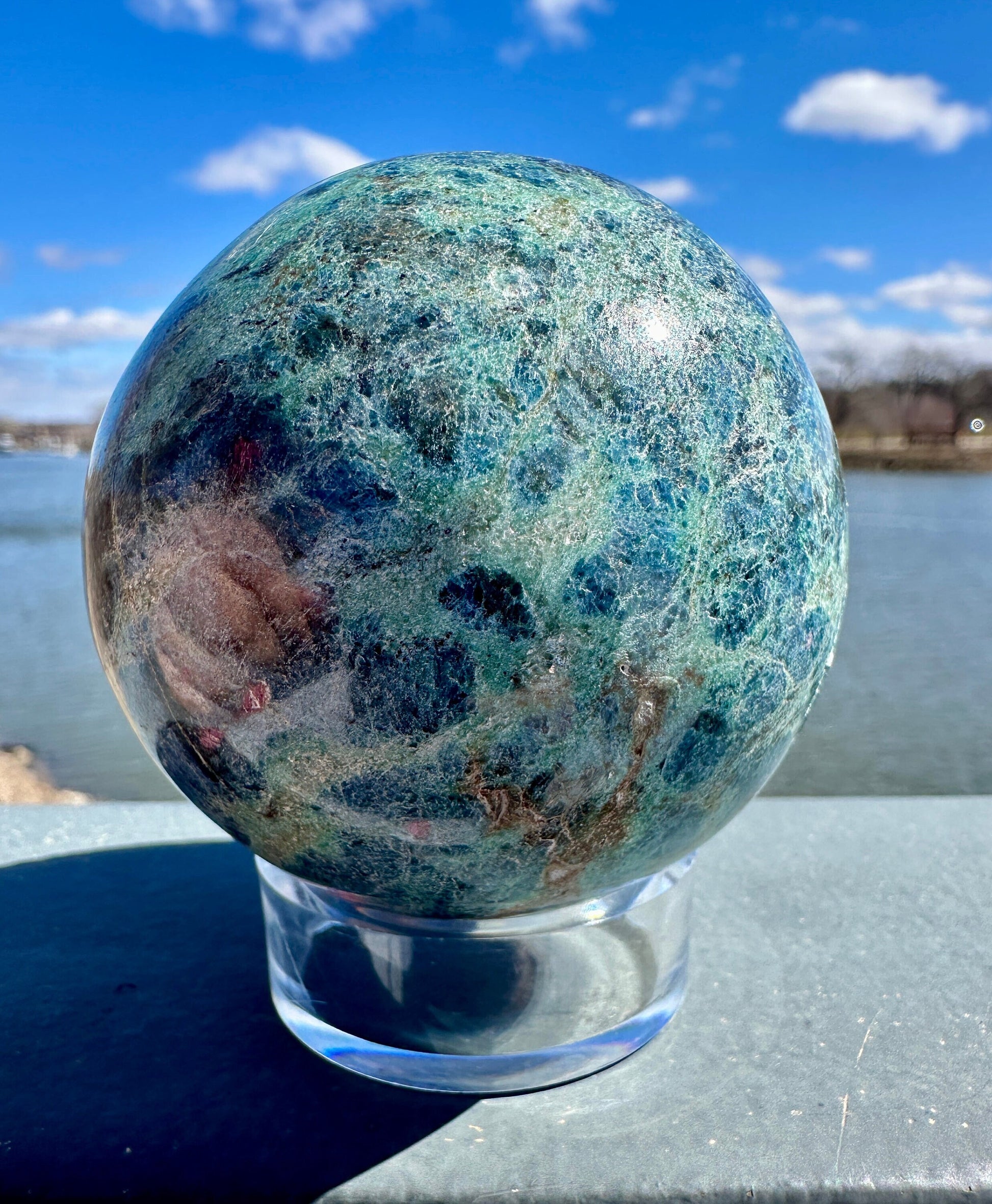 68mm Gorgeous Ruby Fuchsite Crystal Sphere from India