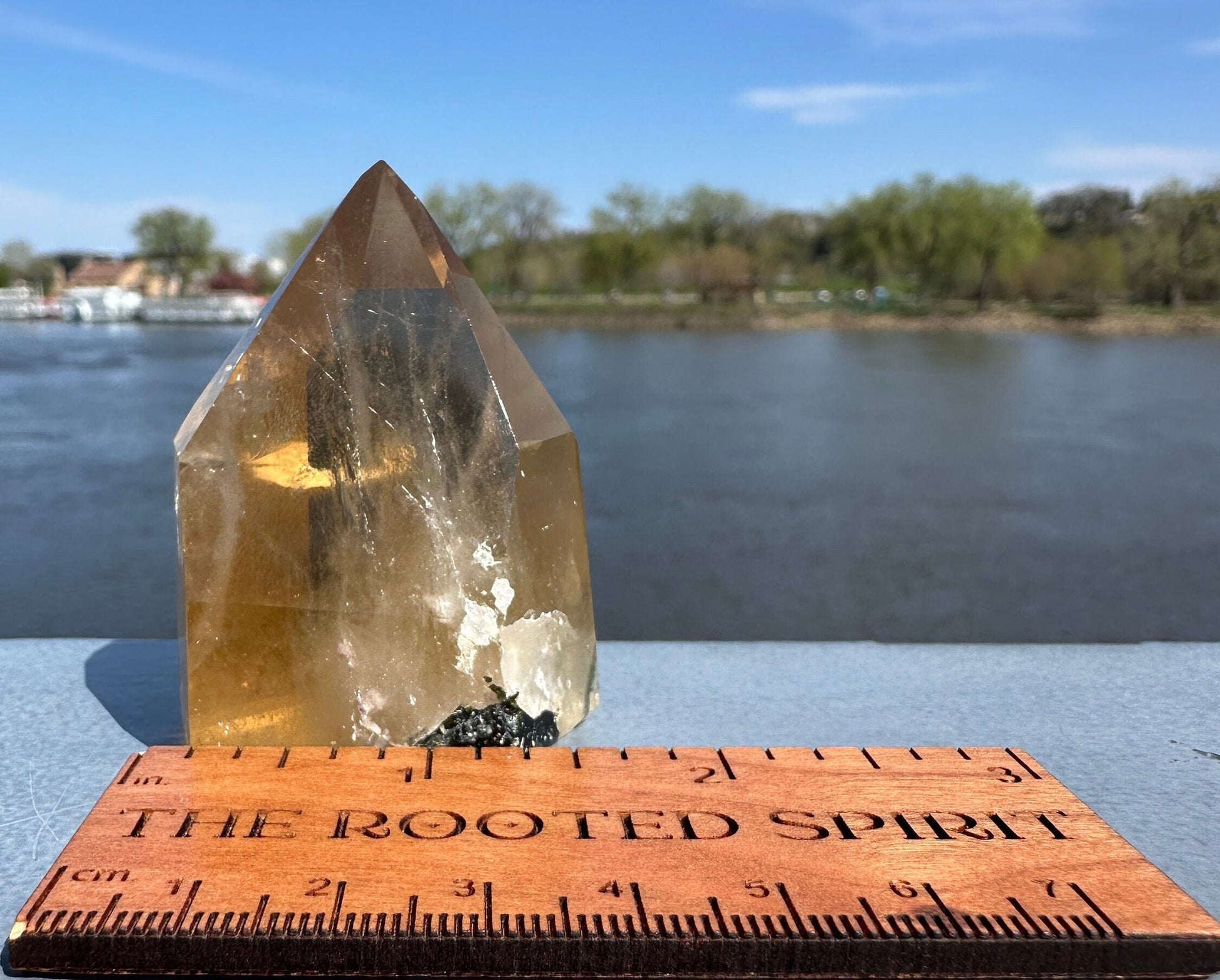 Rare Natural Honey Citrine with Watermelon Tourmaline Tower from Brazil