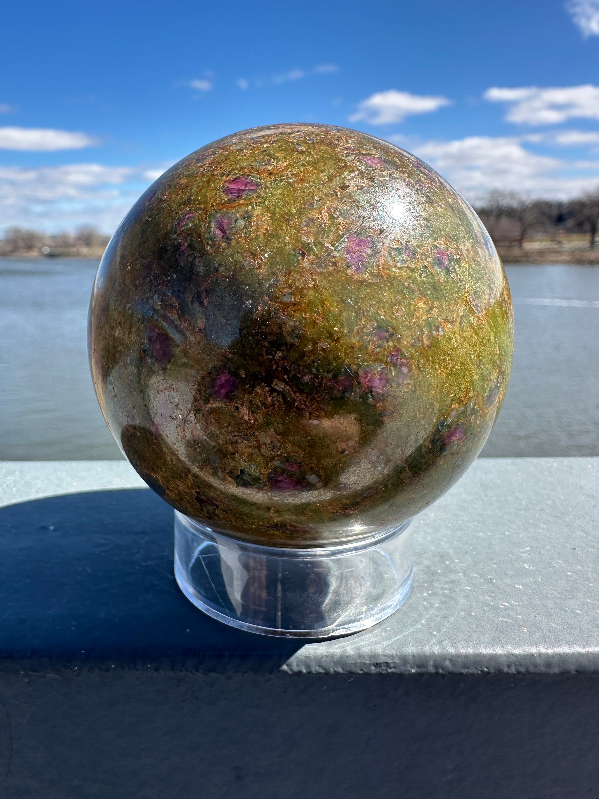 57mm Gorgeous Ruby Fuchsite Crystal Sphere from India