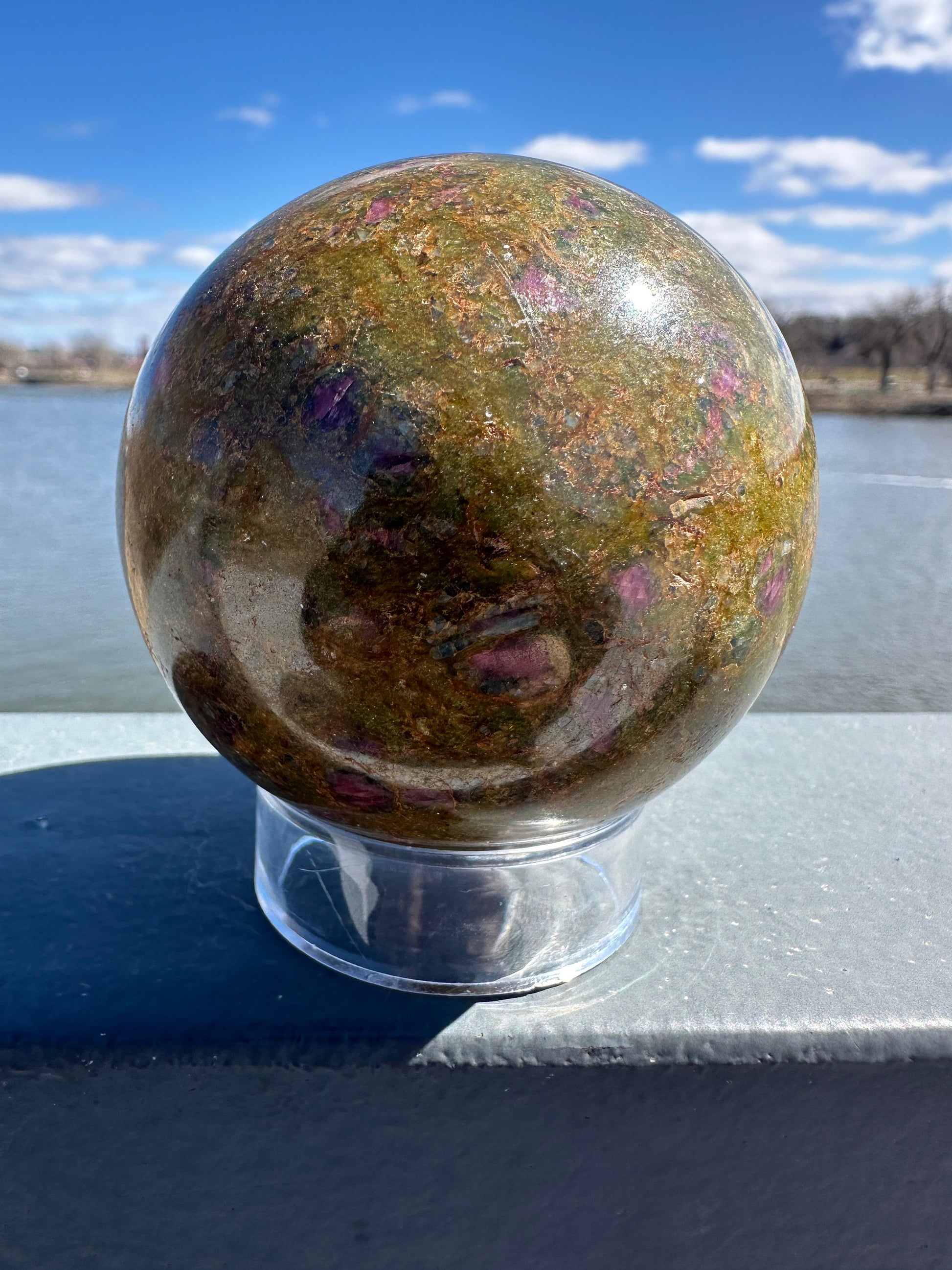 57mm Gorgeous Ruby Fuchsite Crystal Sphere from India