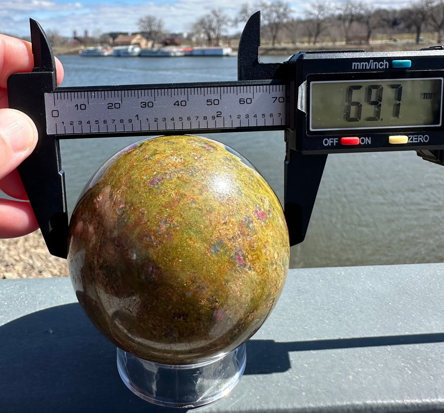 57mm Gorgeous Ruby Fuchsite Crystal Sphere from India