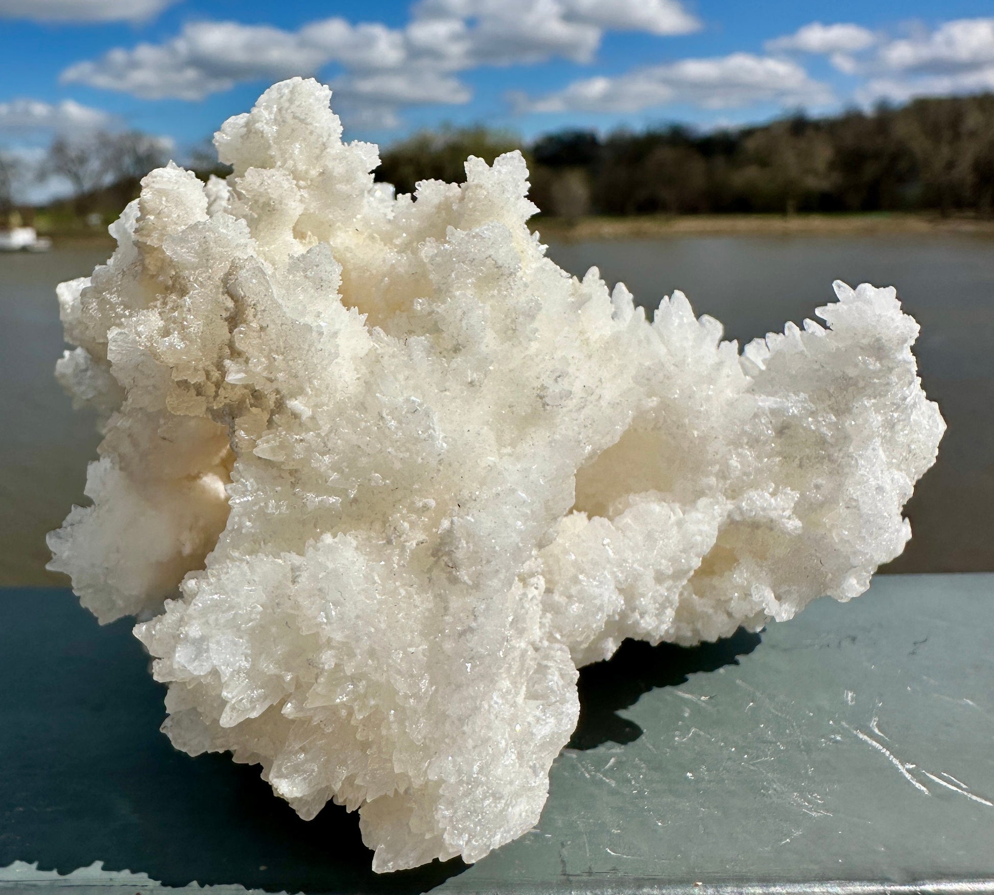 Beautiful White Raw Aragonite Cluster Natural Crystal from Mexico