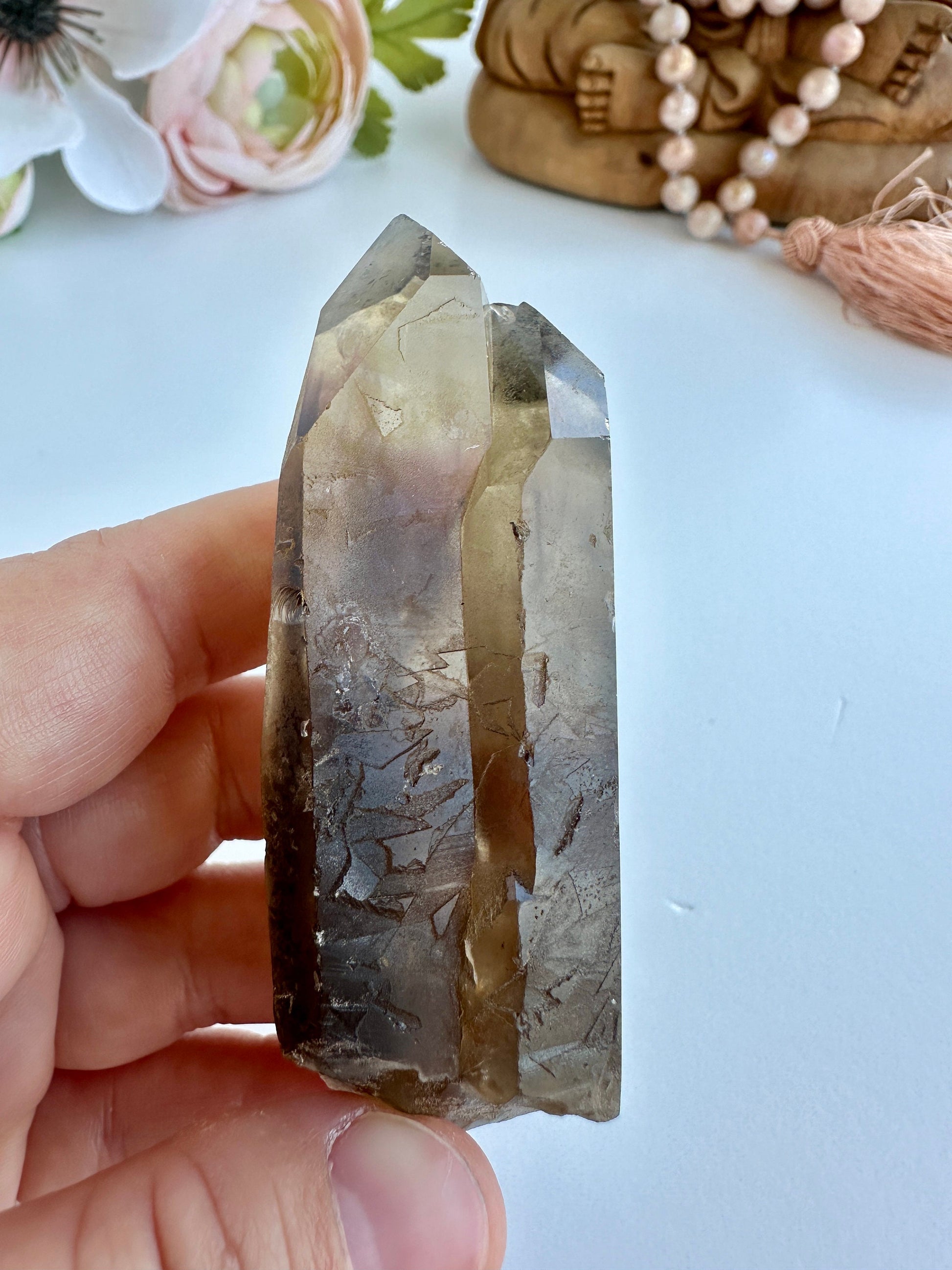 Special Raw Twin Smoky Lemurian Points | Rare Lemurian | Lemurian Point | Authentic Lemurian