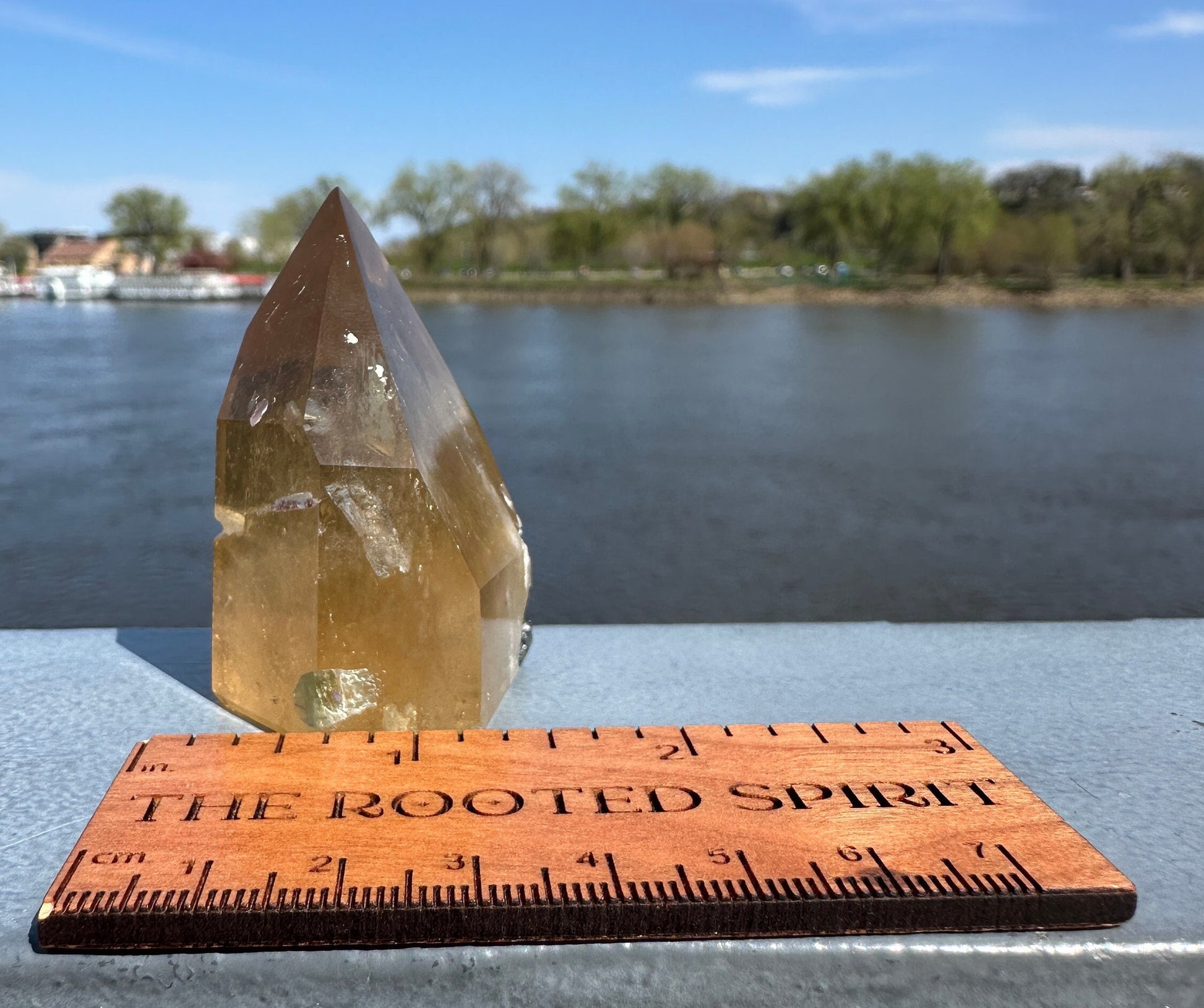 Rare Natural Honey Citrine with Watermelon Tourmaline Tower from Brazil