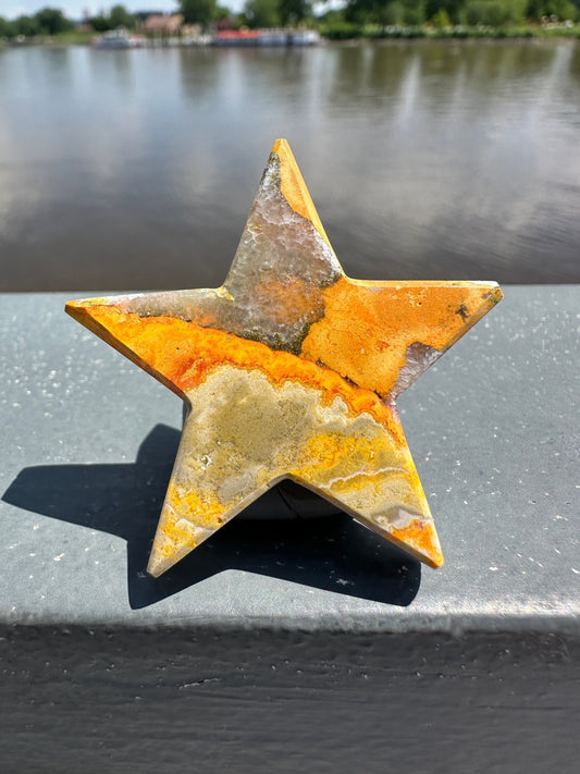 Bumble Bee Jasper Star Carving | Polished Crystal Specimen | Sacred Chakra | Bumble Bee Jasper | Happiness | Creativity