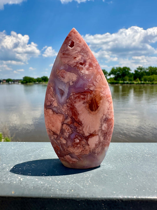 Gorgeous Pink Agate Freeform with Druzy Pocket