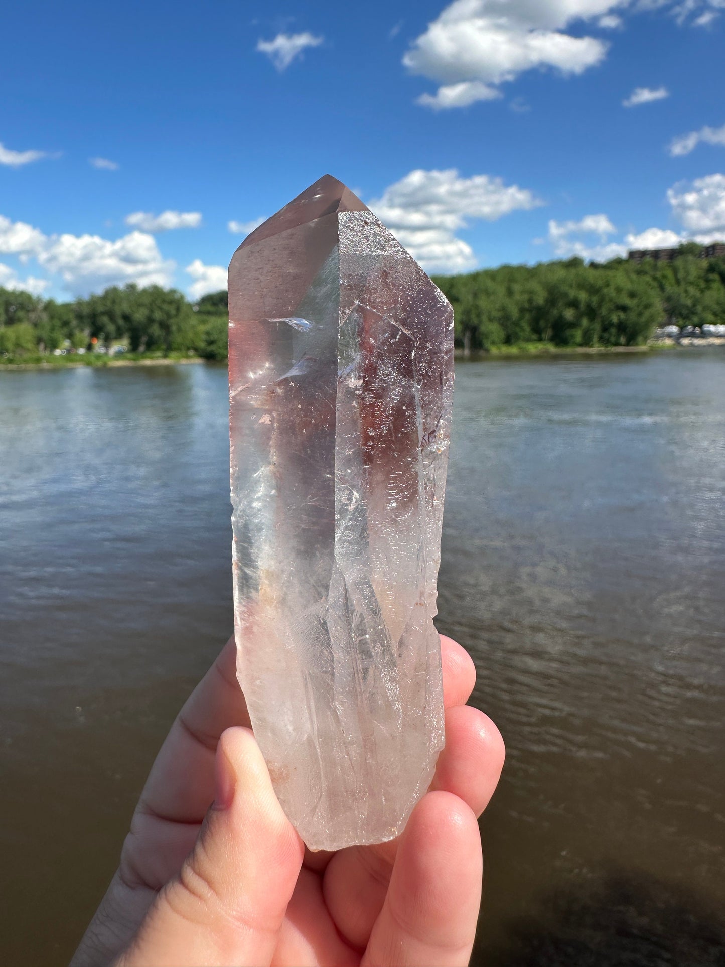 Stunning Rare Raw Strawberry Lemurian Point