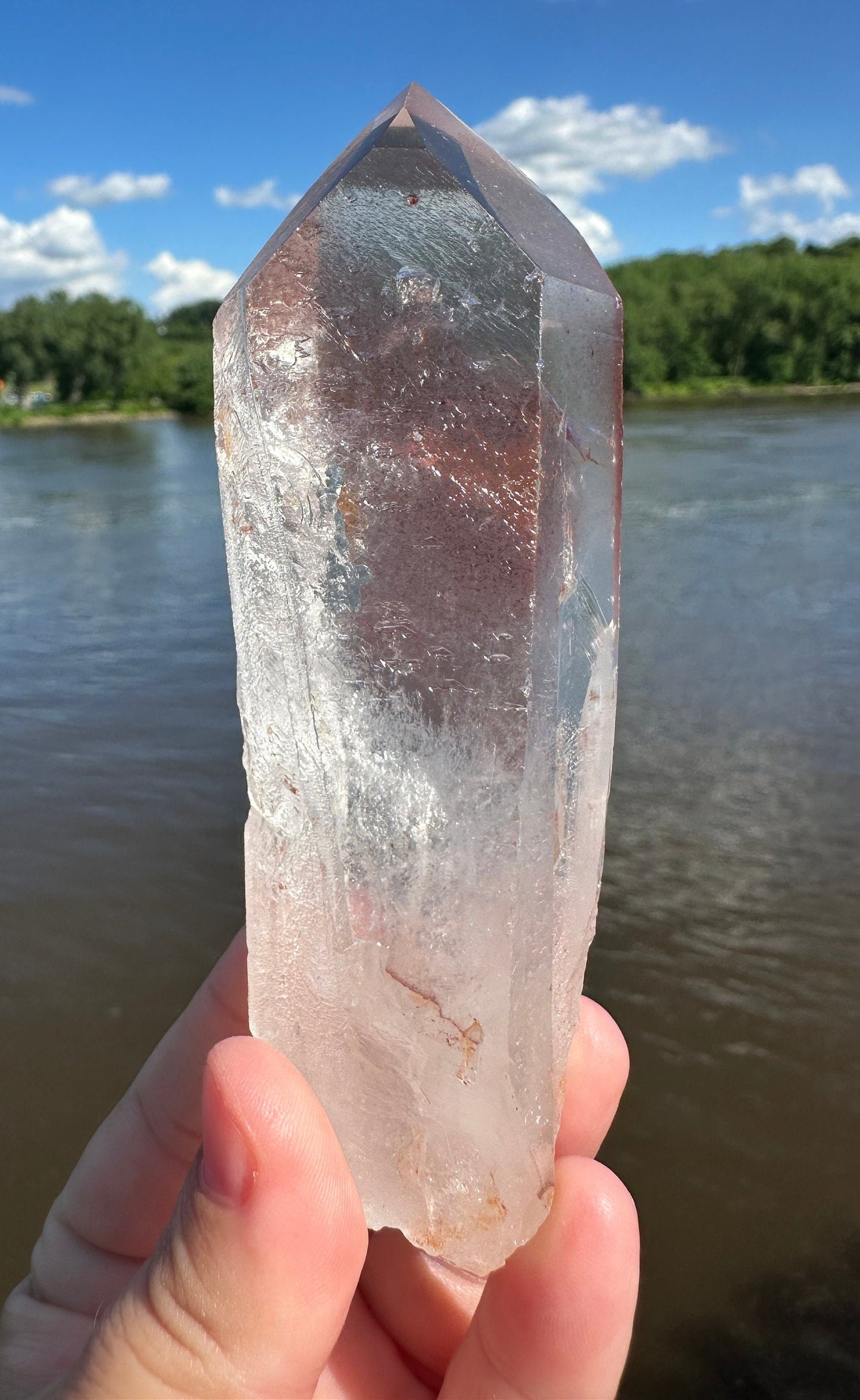 Stunning Rare Raw Strawberry Lemurian Point