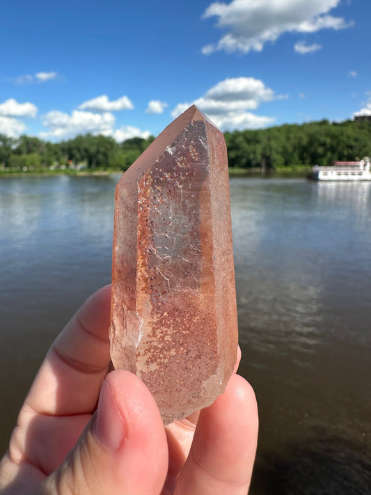 Stunning Rare Raw Strawberry Lemurian Point