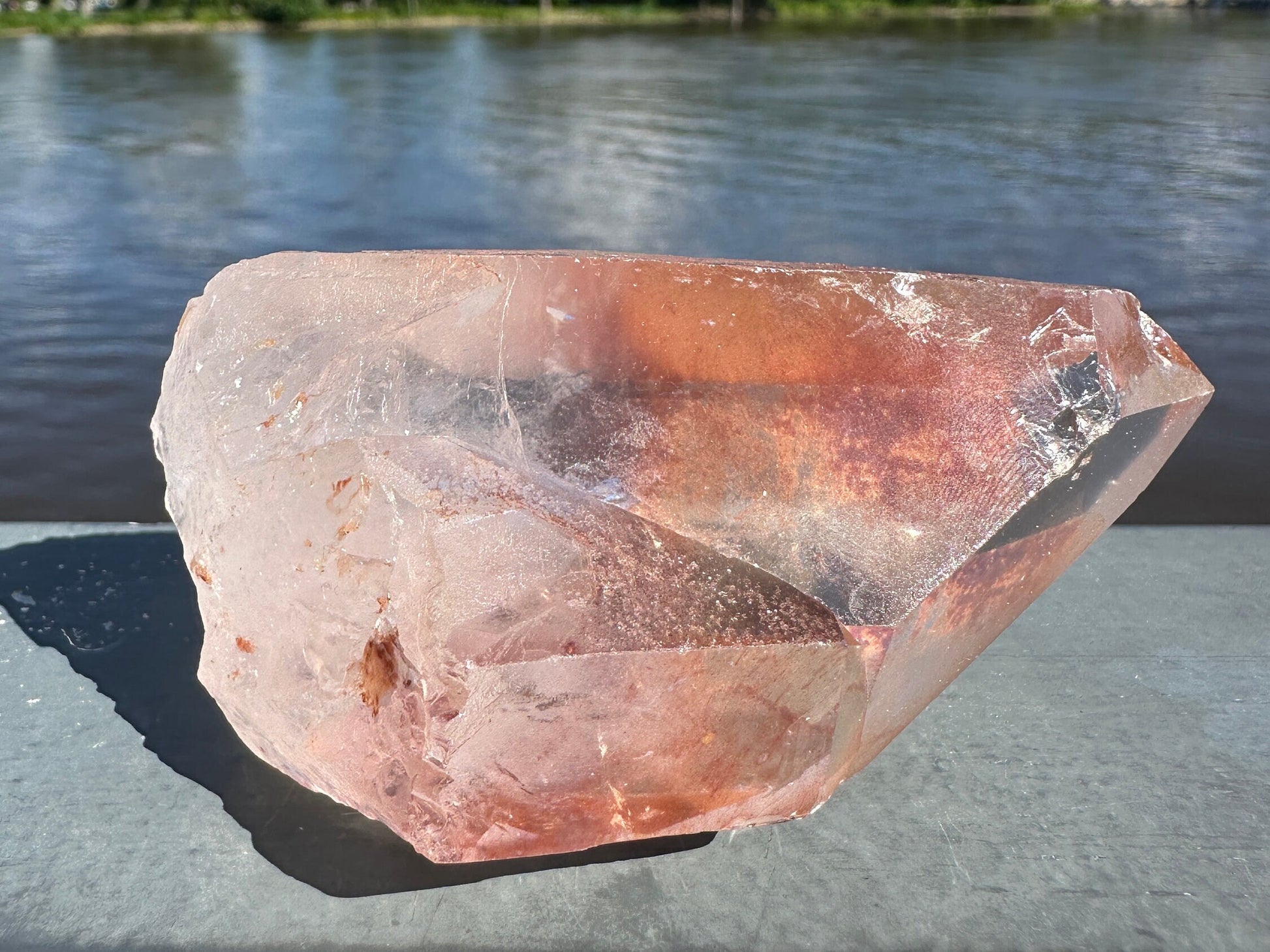 Stunning Rare Raw Twin Strawberry Lemurian Point