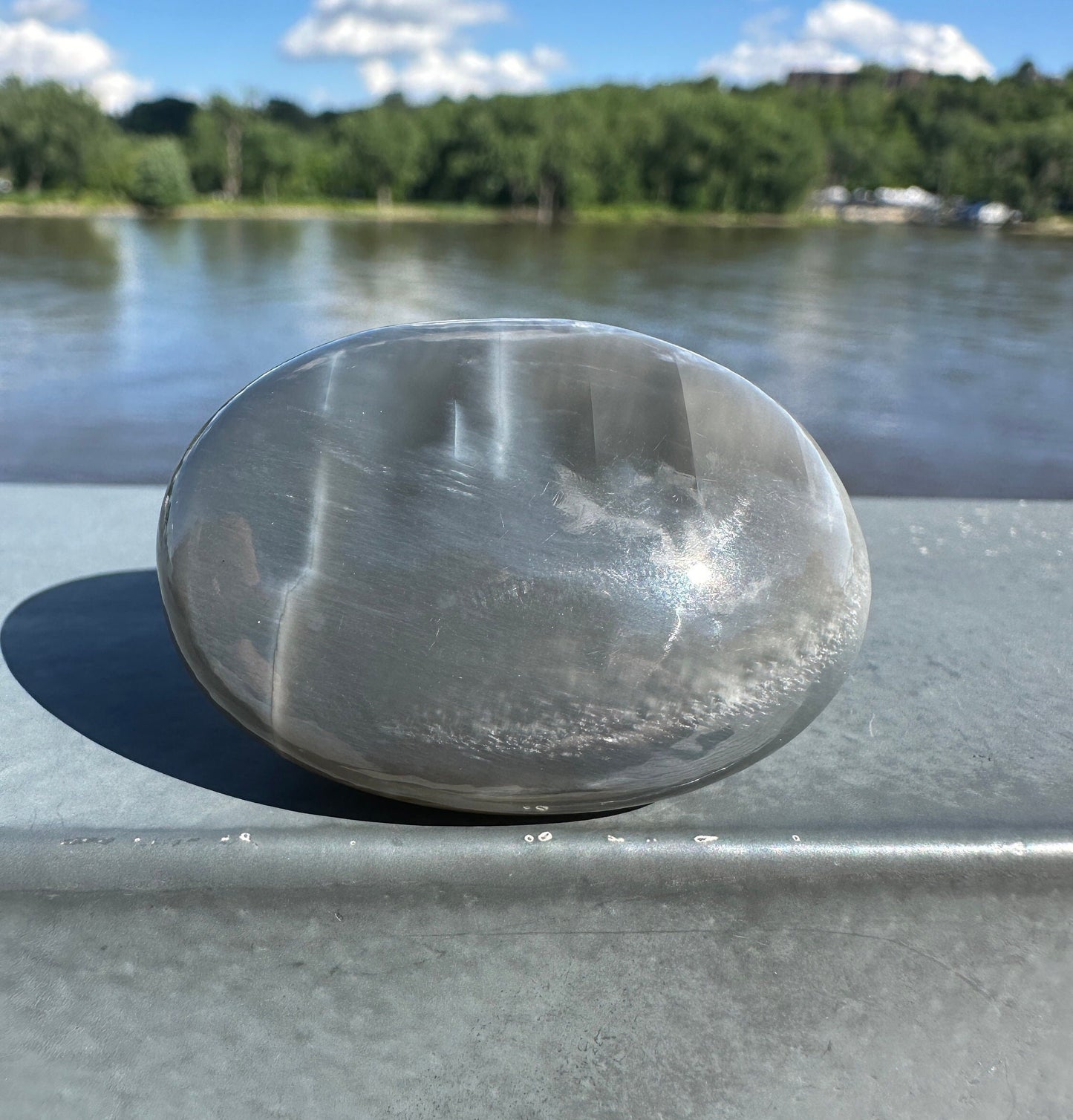 Stunning Black Moonstone Palm Stone