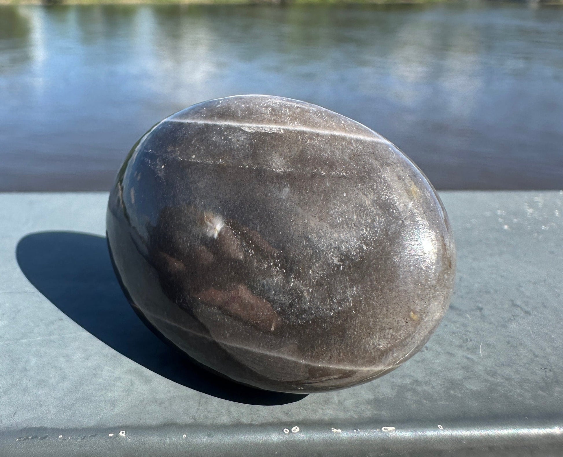 Stunning Black Moonstone Palm Stone