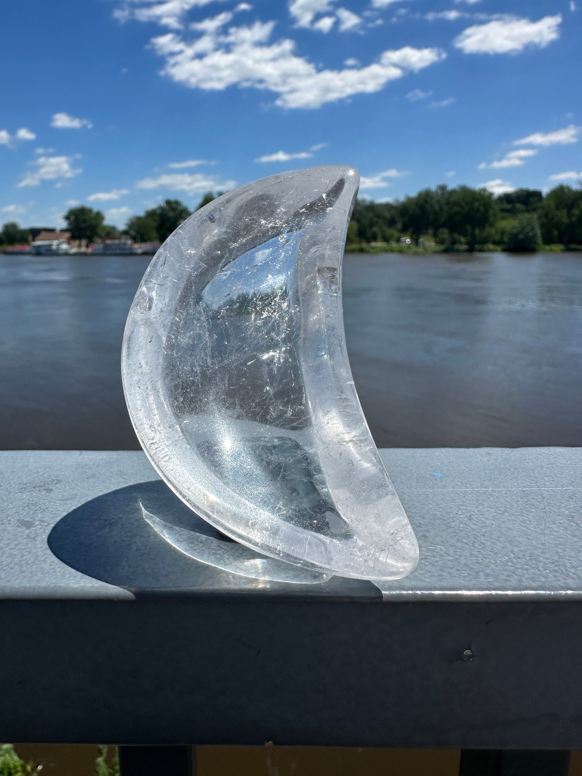 Dreamy Quality Clear Quartz Moon Bowl